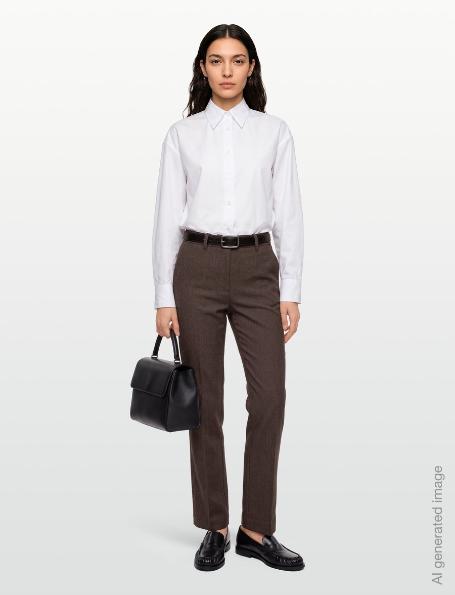 FREE/QUENT - Pants from Freequent in a soft material with a metallic thread that adds a lovel - raka byxor - mole w. desert taupe - 0