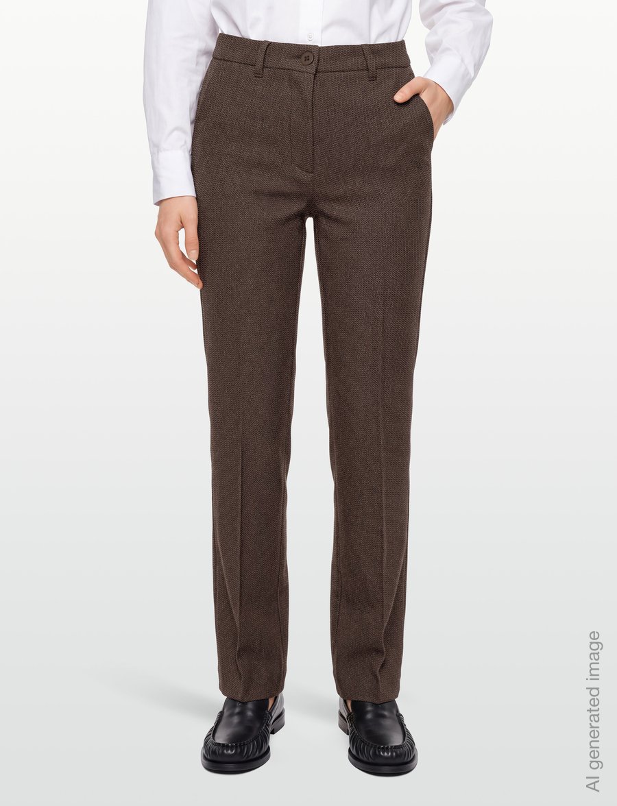 FREE/QUENT - Pants from Freequent in a soft material with a metallic thread that adds a lovel - raka byxor - mole w. desert taupe - 3