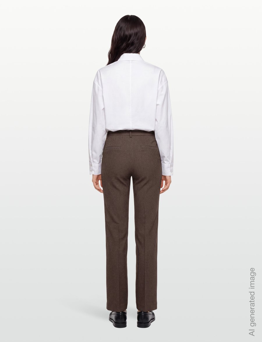 FREE/QUENT - Pants from Freequent in a soft material with a metallic thread that adds a lovel - raka byxor - mole w. desert taupe - 4
