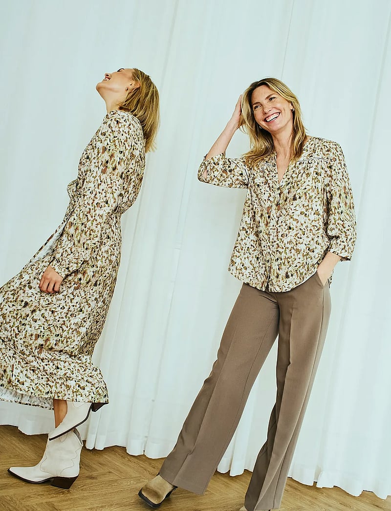 FREE/QUENT - Blouse - pikkade varrukatega pluusid - moonbeam w. antique bronze - 0