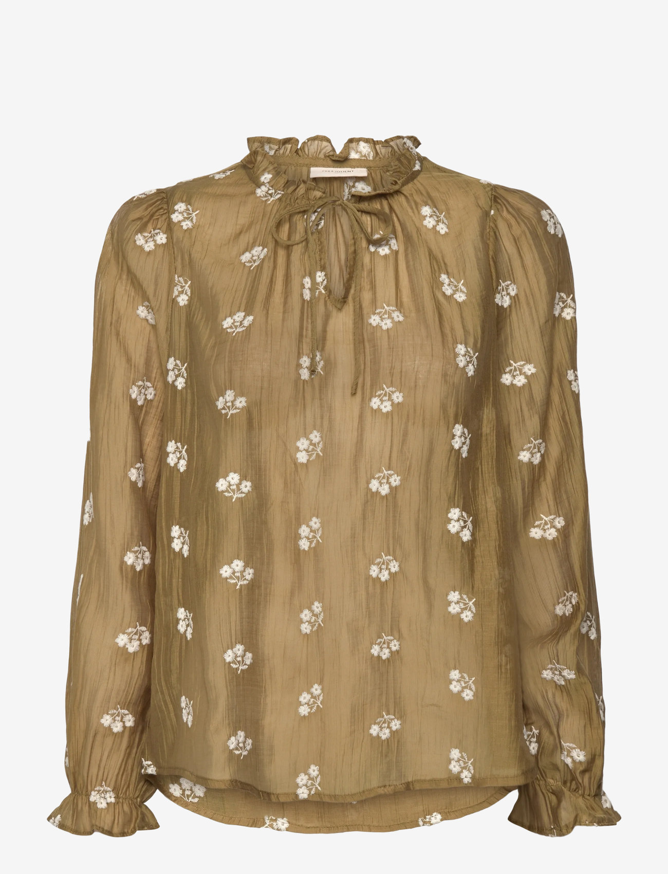FREE/QUENT - Blouse from Freequent in a light material with allover floral embroidery. In add - long sleeved blouses - antique bronze w. moonbeam - 1