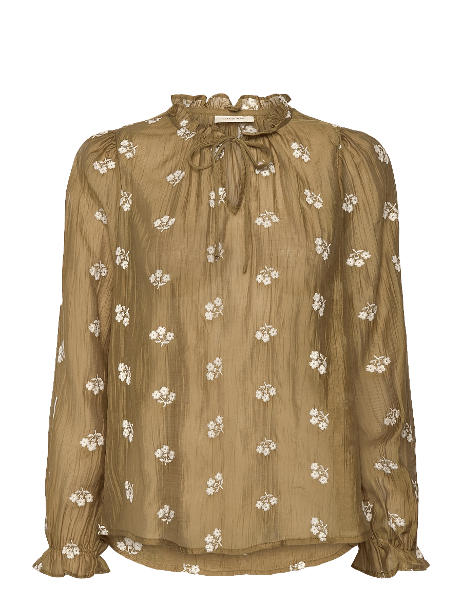 FREE/QUENT - Blouse from Freequent in a light material with allover floral embroidery. In add - long sleeved blouses - antique bronze w. moonbeam - 1