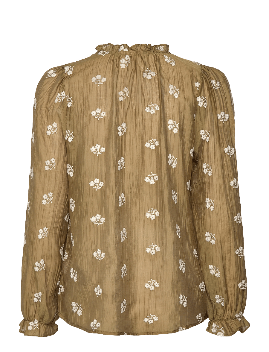 FREE/QUENT - Blouse from Freequent in a light material with allover floral embroidery. In add - long sleeved blouses - antique bronze w. moonbeam - 2