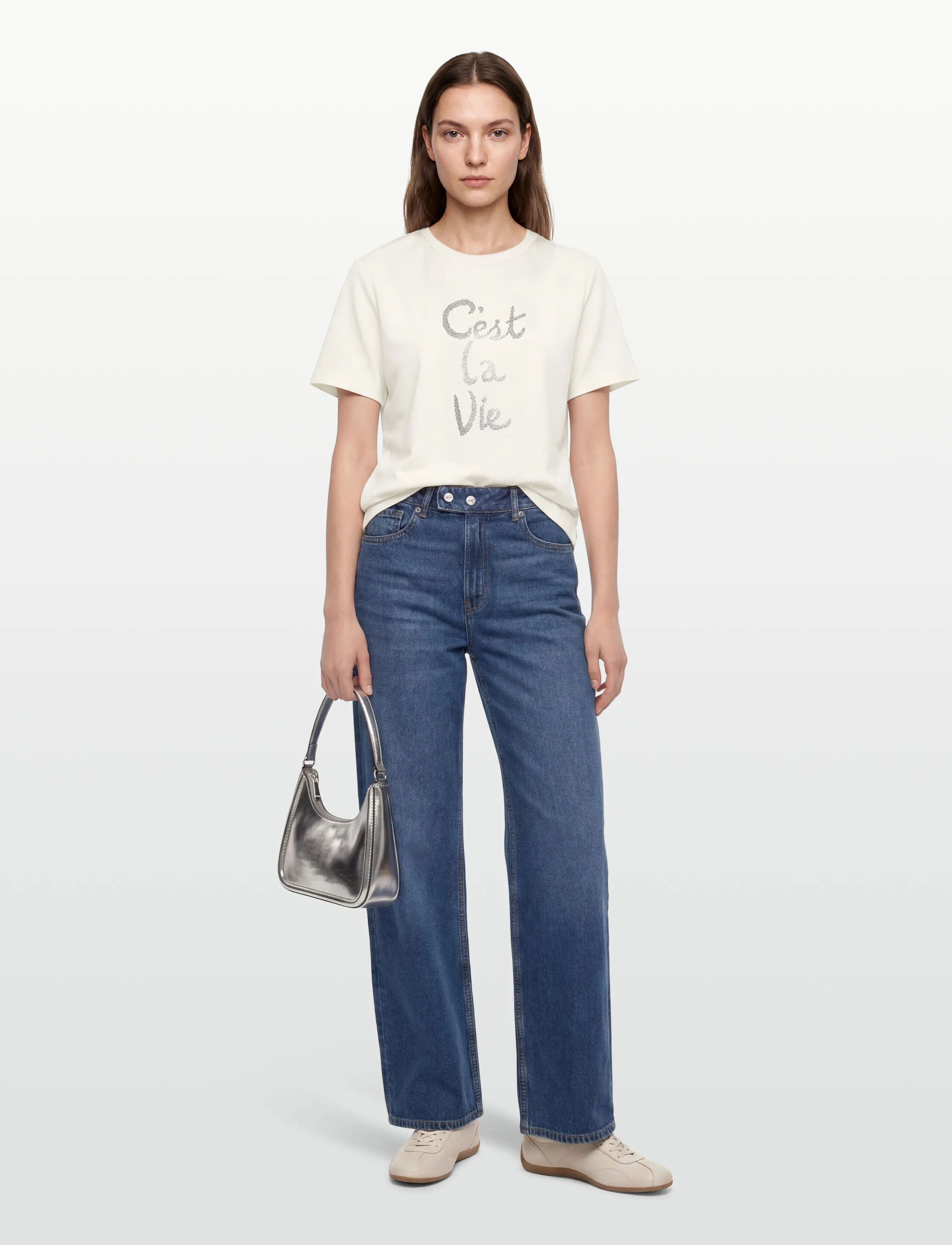 FREE/QUENT Fqmalak-Tee, Kvinder, Slogan T-Shirt, Hvid, Str: XS