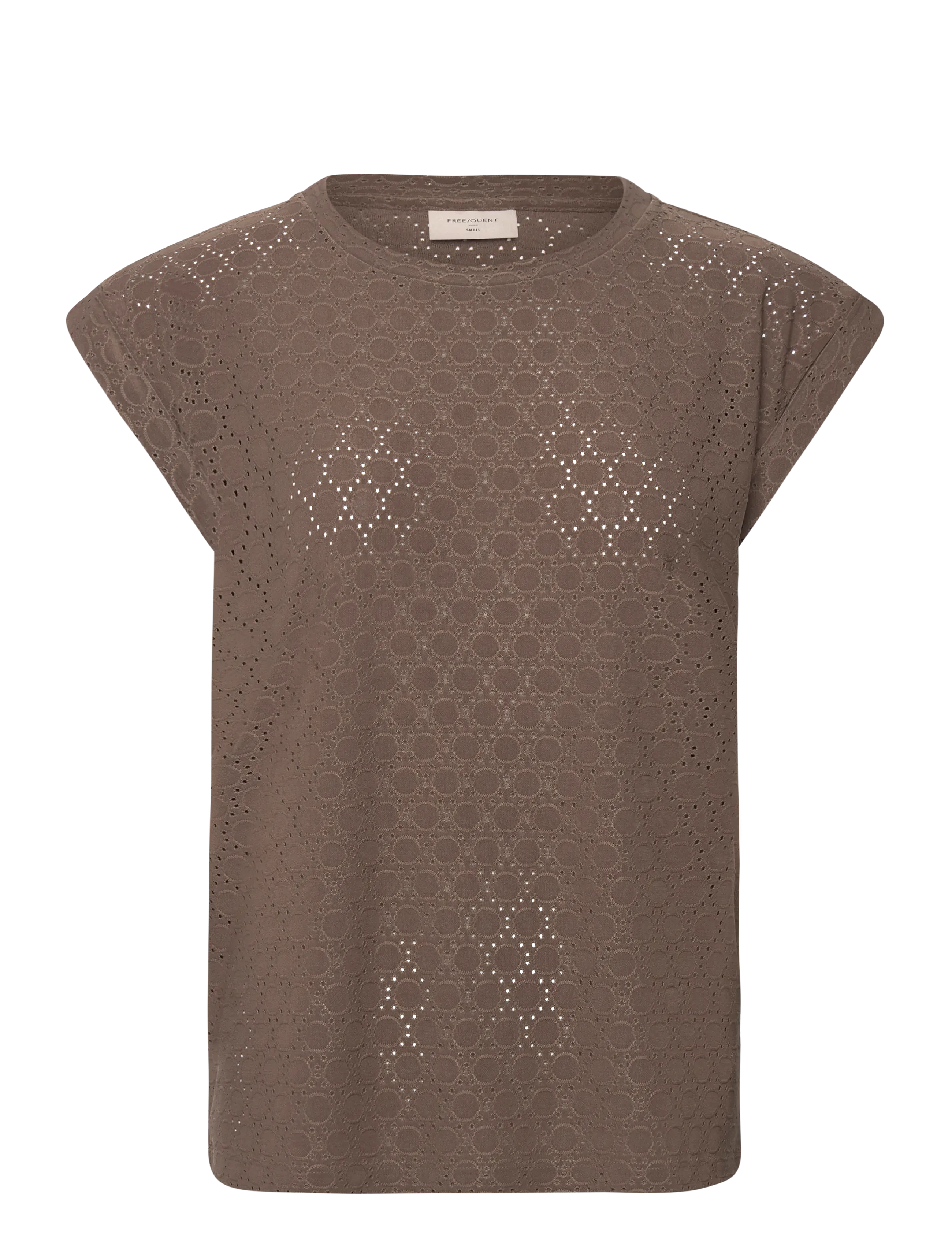 FREE/QUENT T-shirt from Freequent in a soft material with a lovely hole pattern. The T-shir - Kleidung - MOREL / brown