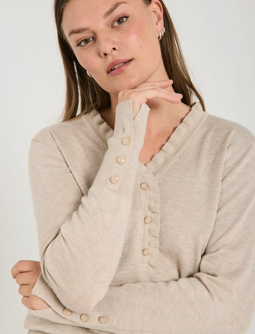 FREE/QUENT - Pullover from Freequent in a soft, fine-knit material. The pullover has a simple - sviitrid - moonbeam melange - 3