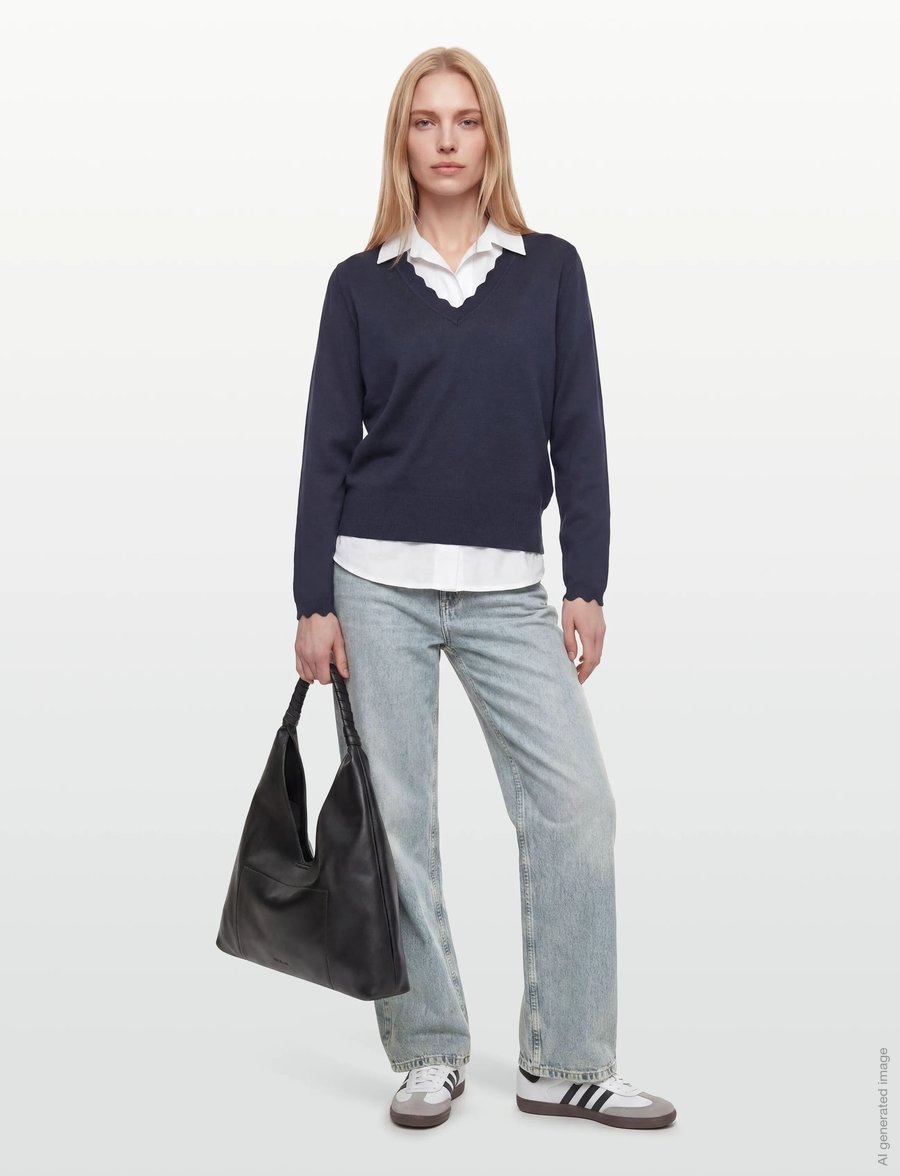 FREE/QUENT - FQKATIE-PULLOVER - stickade tröjor - navy blazer - 0