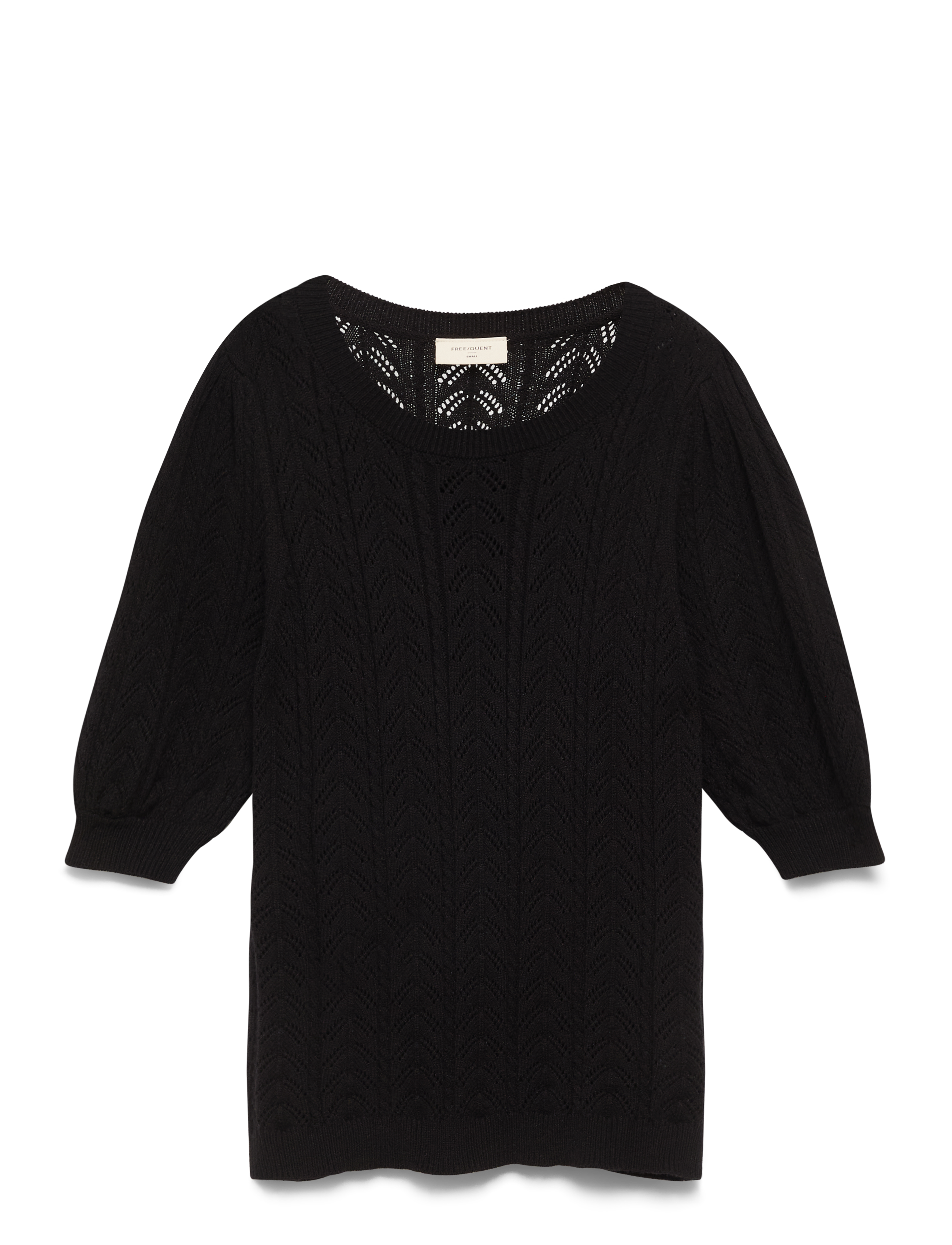 Pullover from Freequent in a super soft material with an elegant hole pattern. T - BLACK