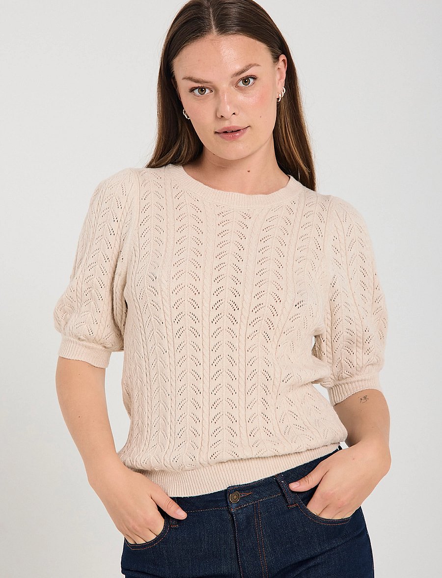 FREE/QUENT - FQCLARRY-PULLOVER - kortärmade blusar - moonbeam melange - 0