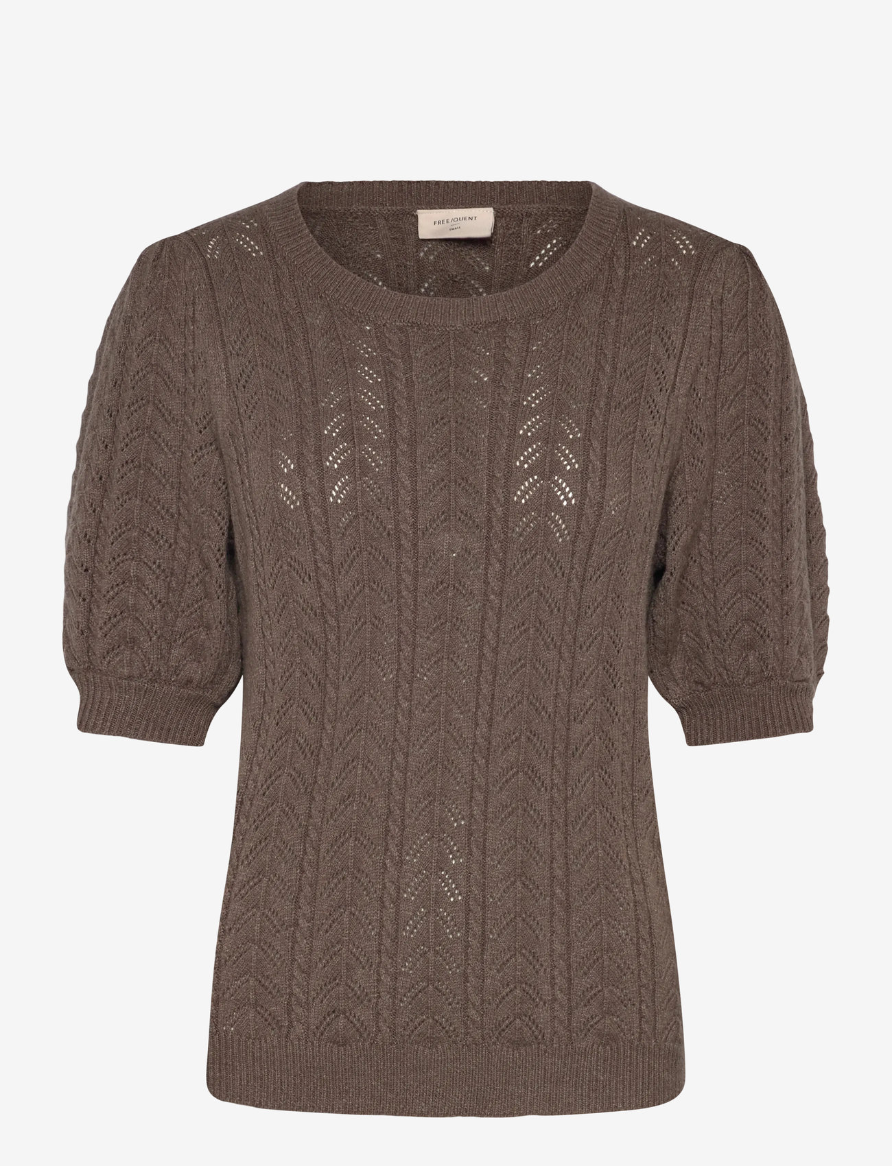 FREE/QUENT - Pullover from Freequent in a super soft material with an elegant hole pattern. T - blouses korte mouwen - morel melange - 0