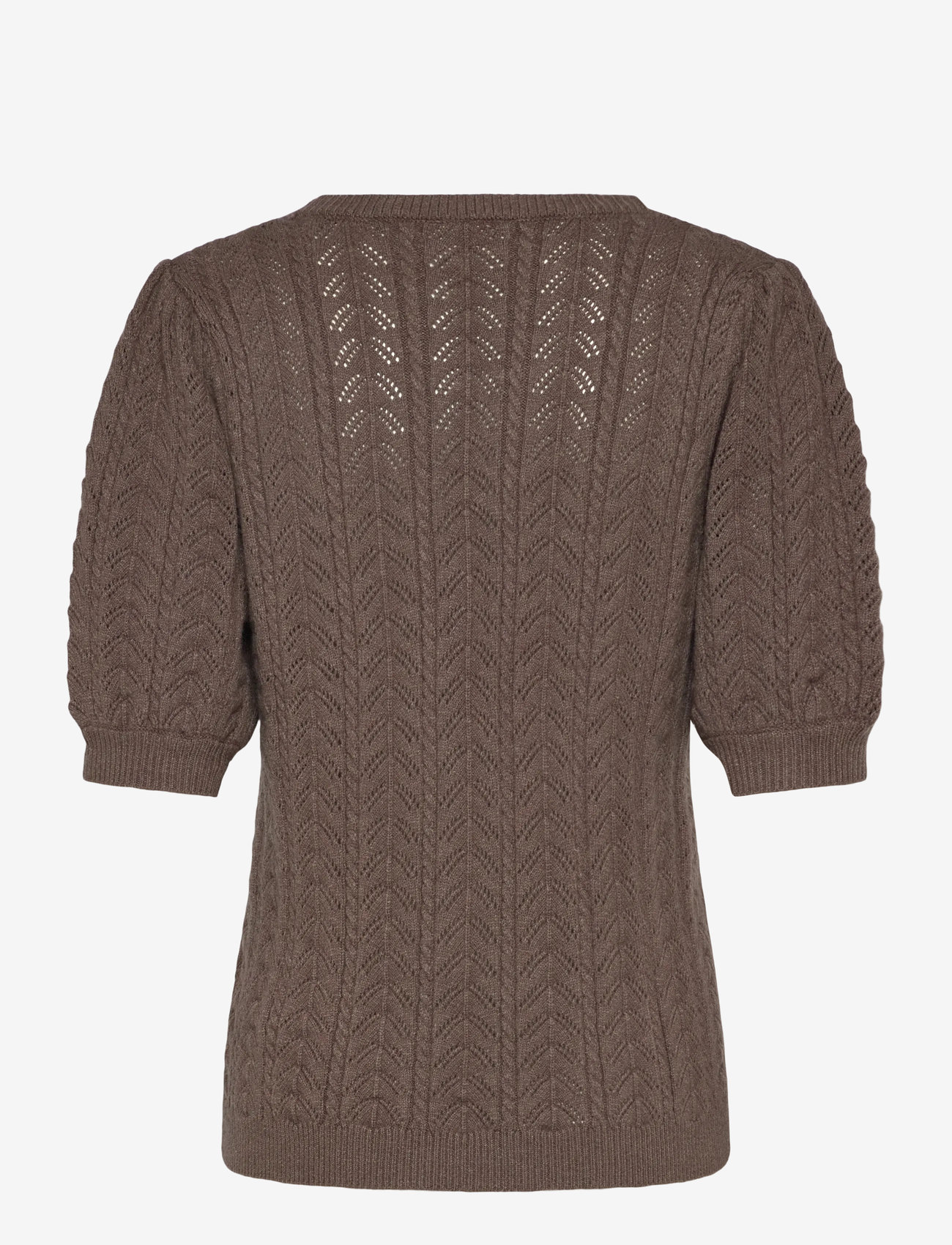 FREE/QUENT - Pullover from Freequent in a super soft material with an elegant hole pattern. T - blouses korte mouwen - morel melange - 1