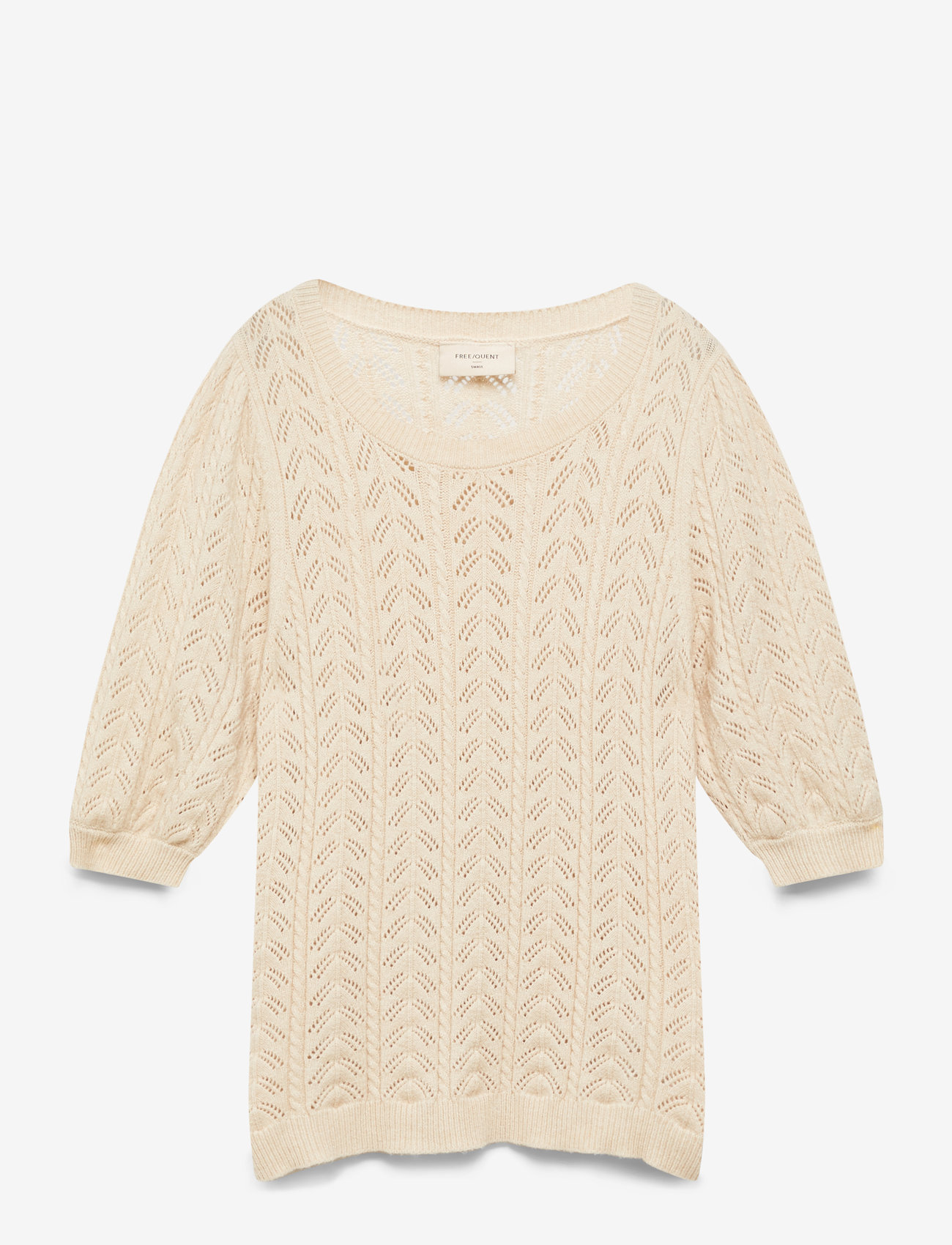 FREE/QUENT - Pullover from Freequent in a super soft material with an elegant hole pattern. T - kortærmede bluser - sand melange - 0