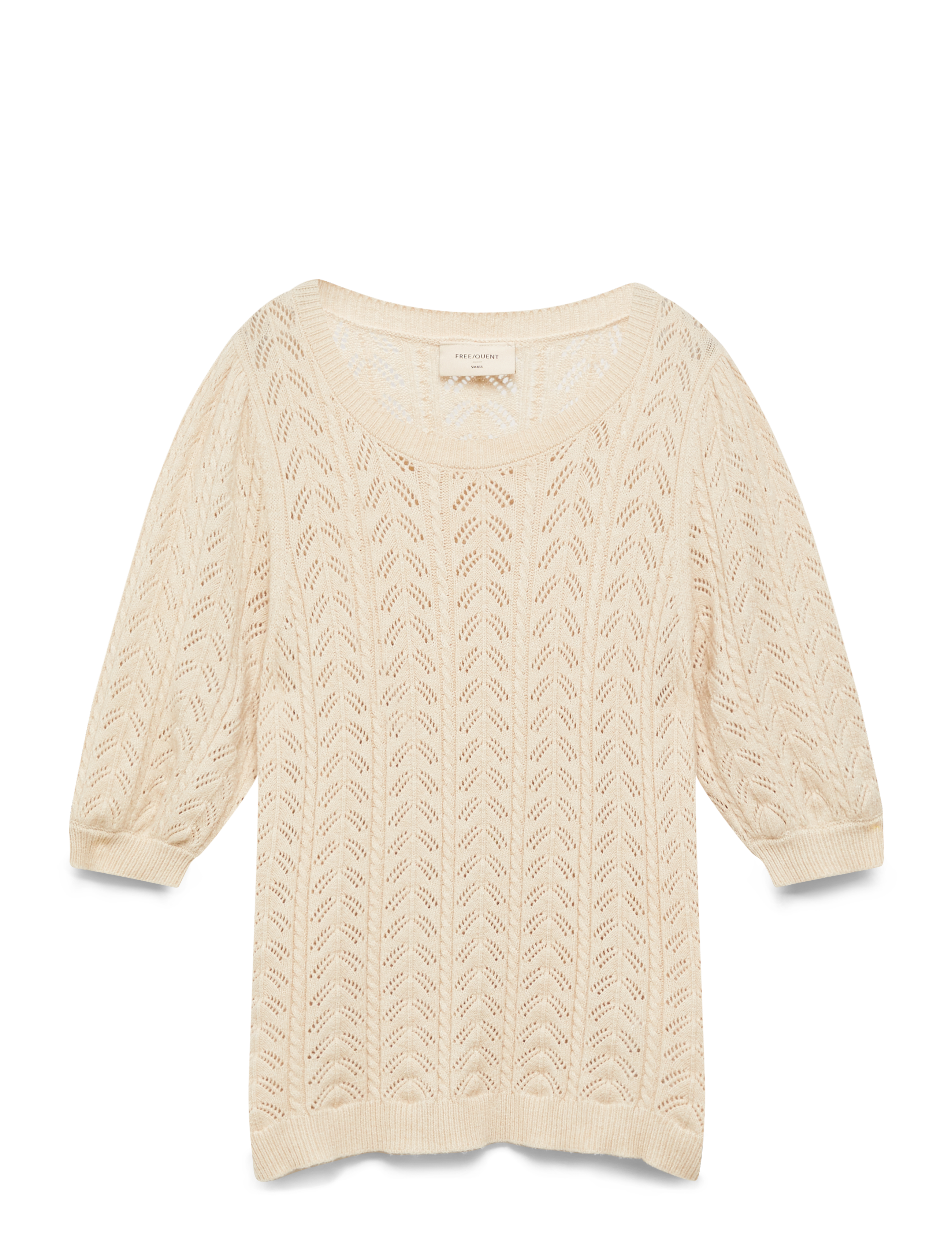 Pullover from Freequent in a super soft material with an elegant hole pattern. T - SAND MELANGE