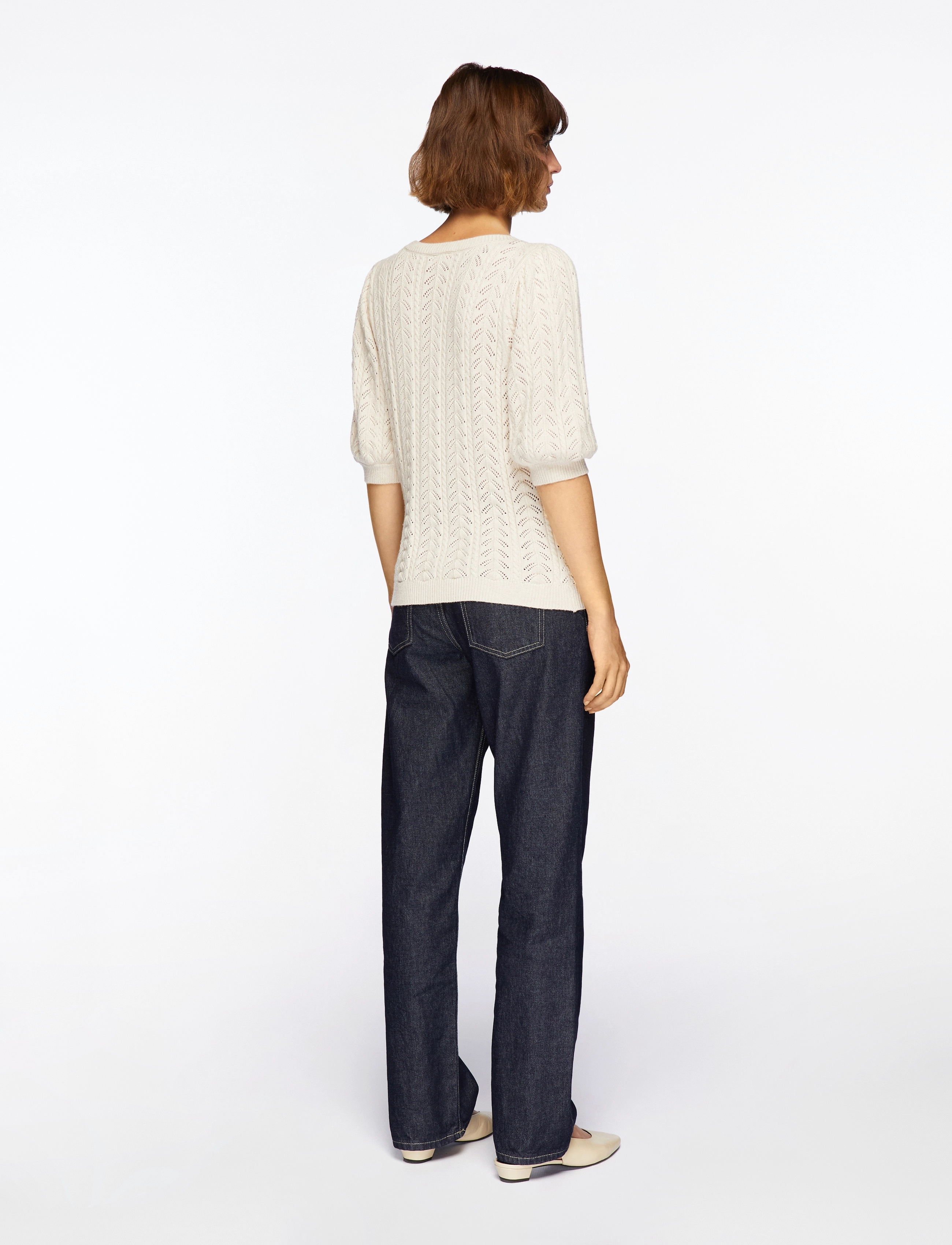 FREE/QUENT - Pullover from Freequent in a super soft material with an elegant hole pattern. T - kortärmade blusar - sand melange - 4