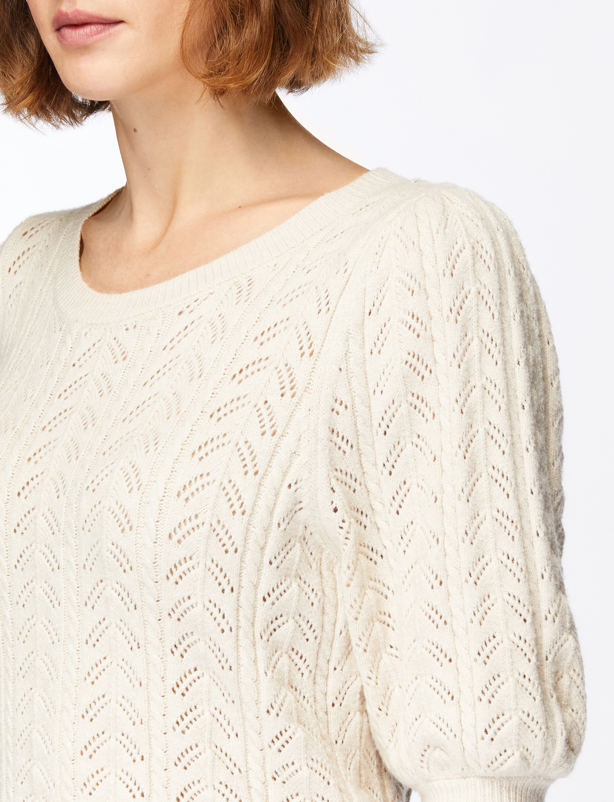 FREE/QUENT - Pullover from Freequent in a super soft material with an elegant hole pattern. T - kortärmade blusar - sand melange - 5