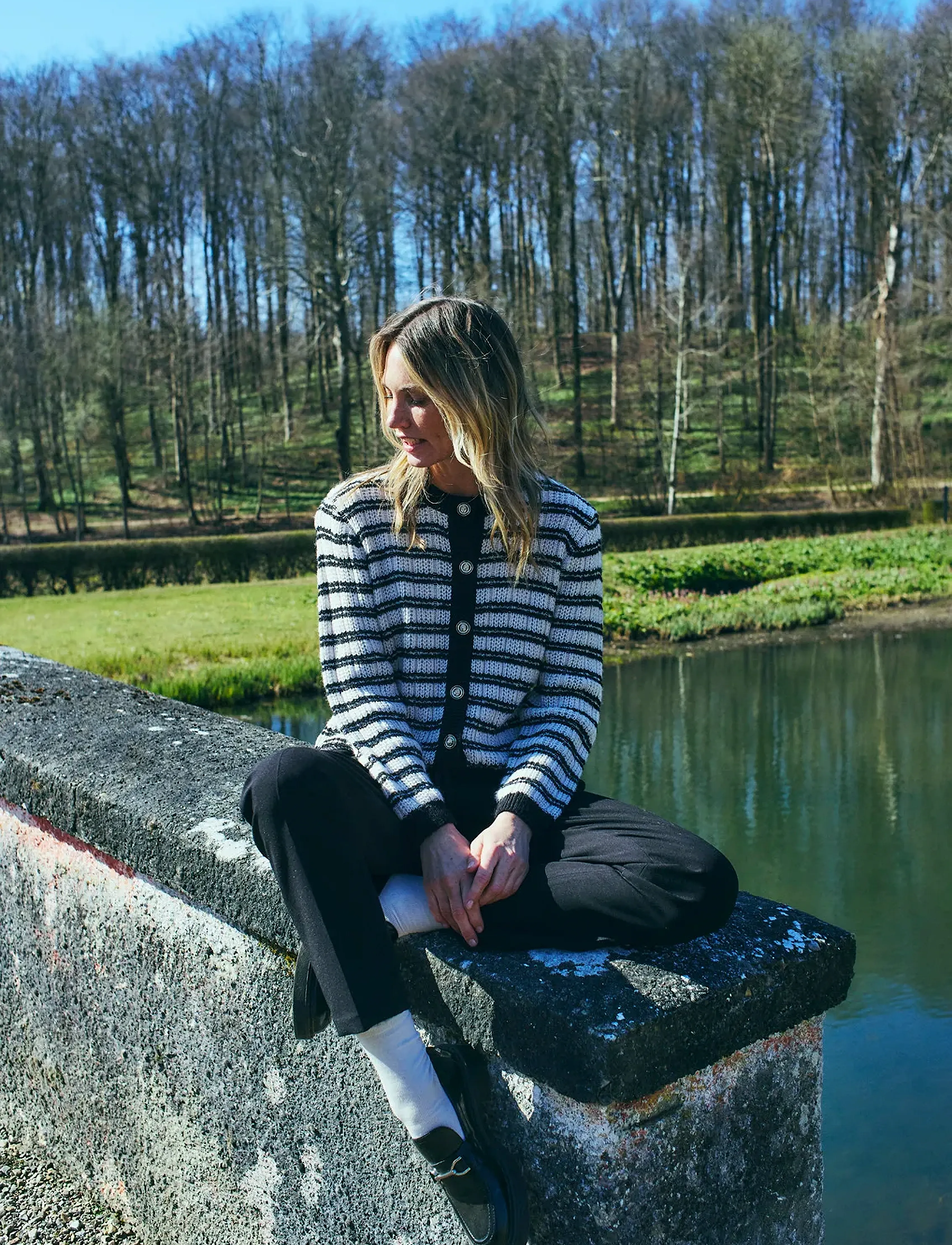 FREE/QUENT - FQJAZZ-CARDIGAN - koftor - moonbeam melange w. black - 2