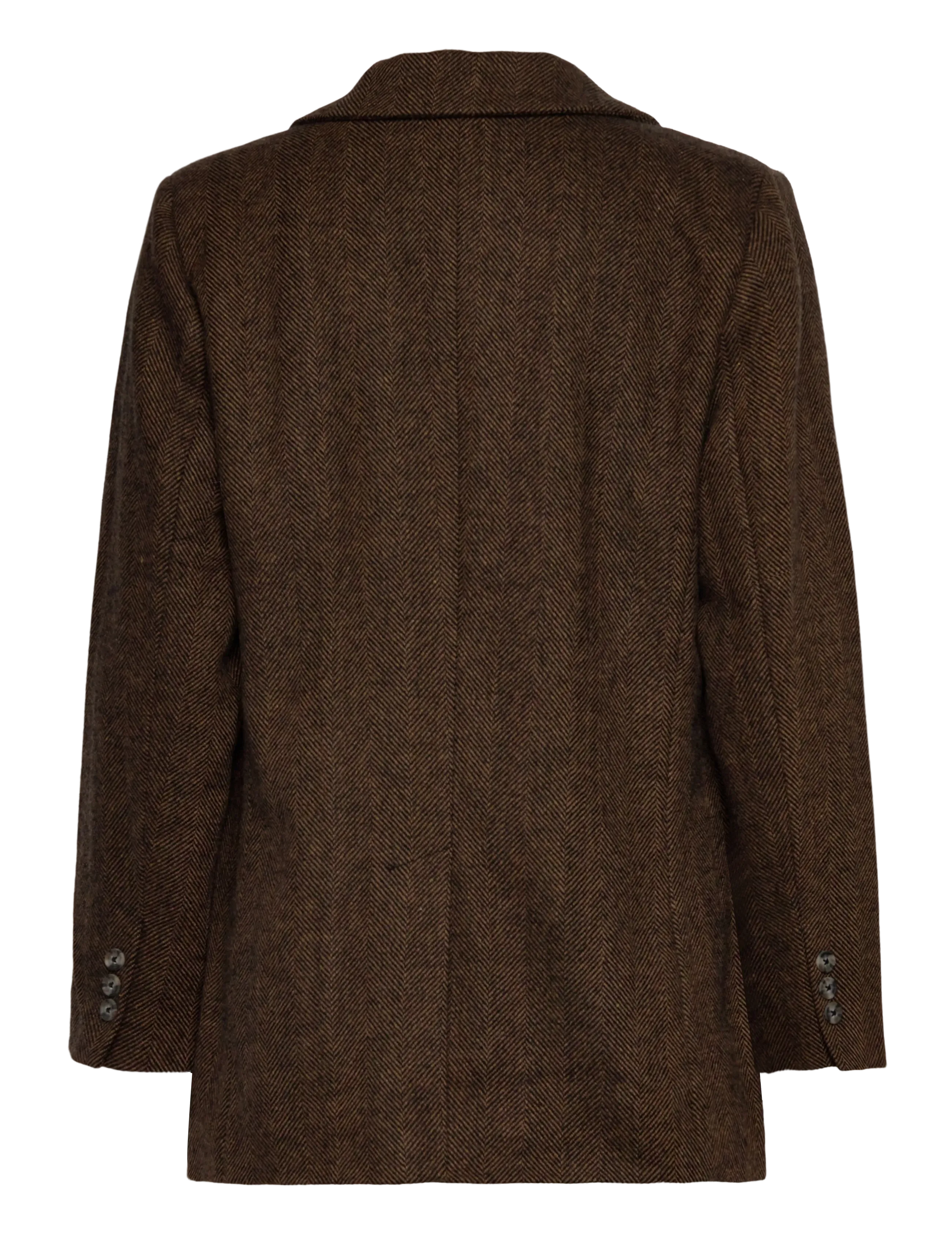 FREE/QUENT - Jacket from Freequent in a soft wool blend with an elegant herringbone pattern. - coffee bean w. black - 2