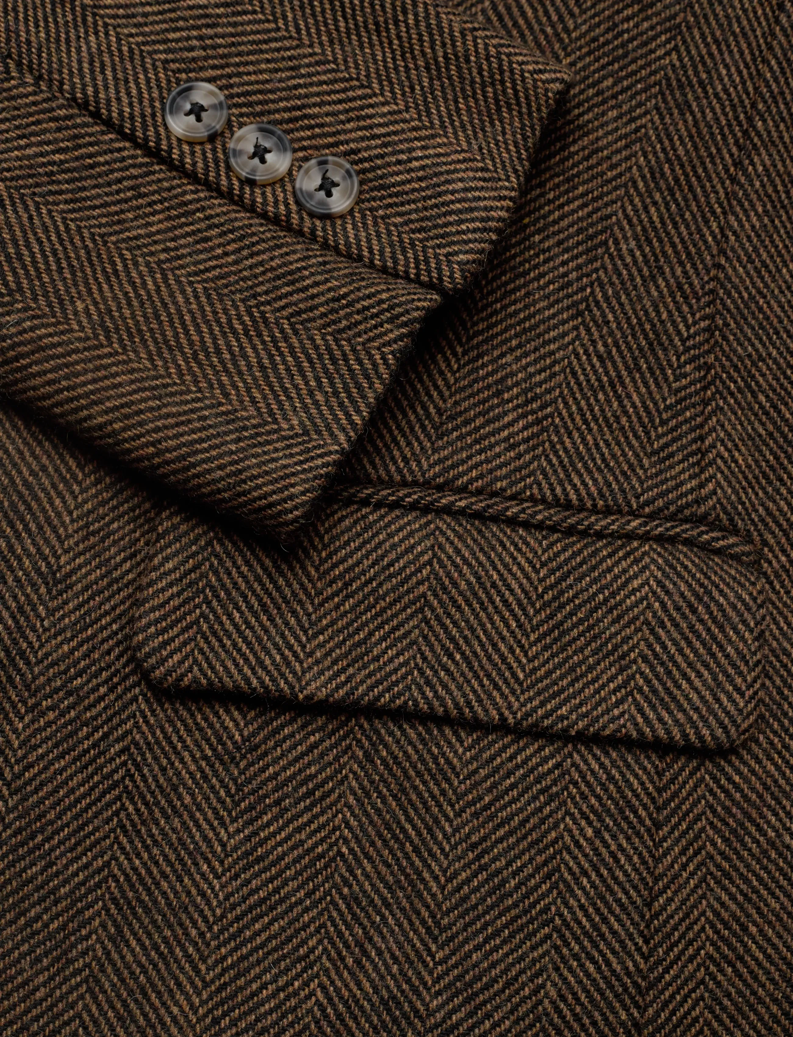 FREE/QUENT - Jacket from Freequent in a soft wool blend with an elegant herringbone pattern. - coffee bean w. black - 5