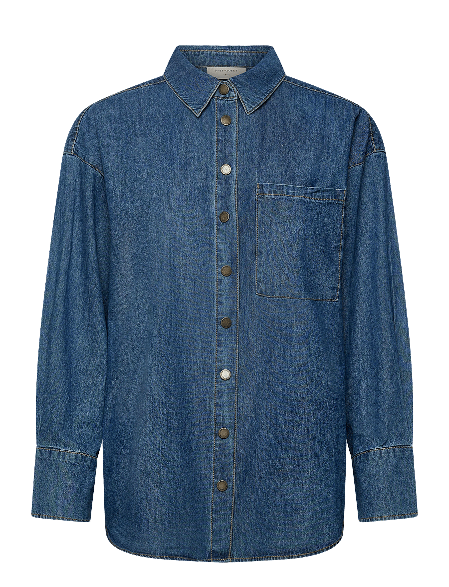 FREE/QUENT - Shirt from Freequent in a soft denim material. The shirt has a simple silhouette - chemises en jeans - medium blue denim - 1