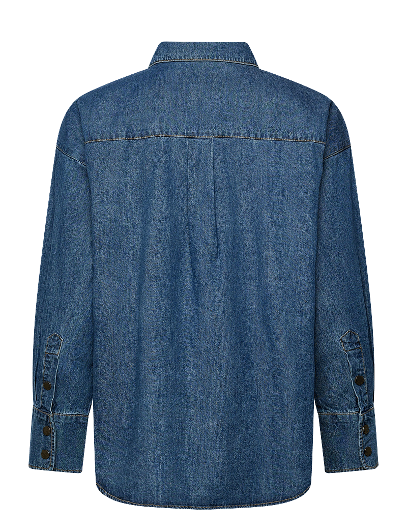 FREE/QUENT - Shirt from Freequent in a soft denim material. The shirt has a simple silhouette - denimskjorter - medium blue denim - 2