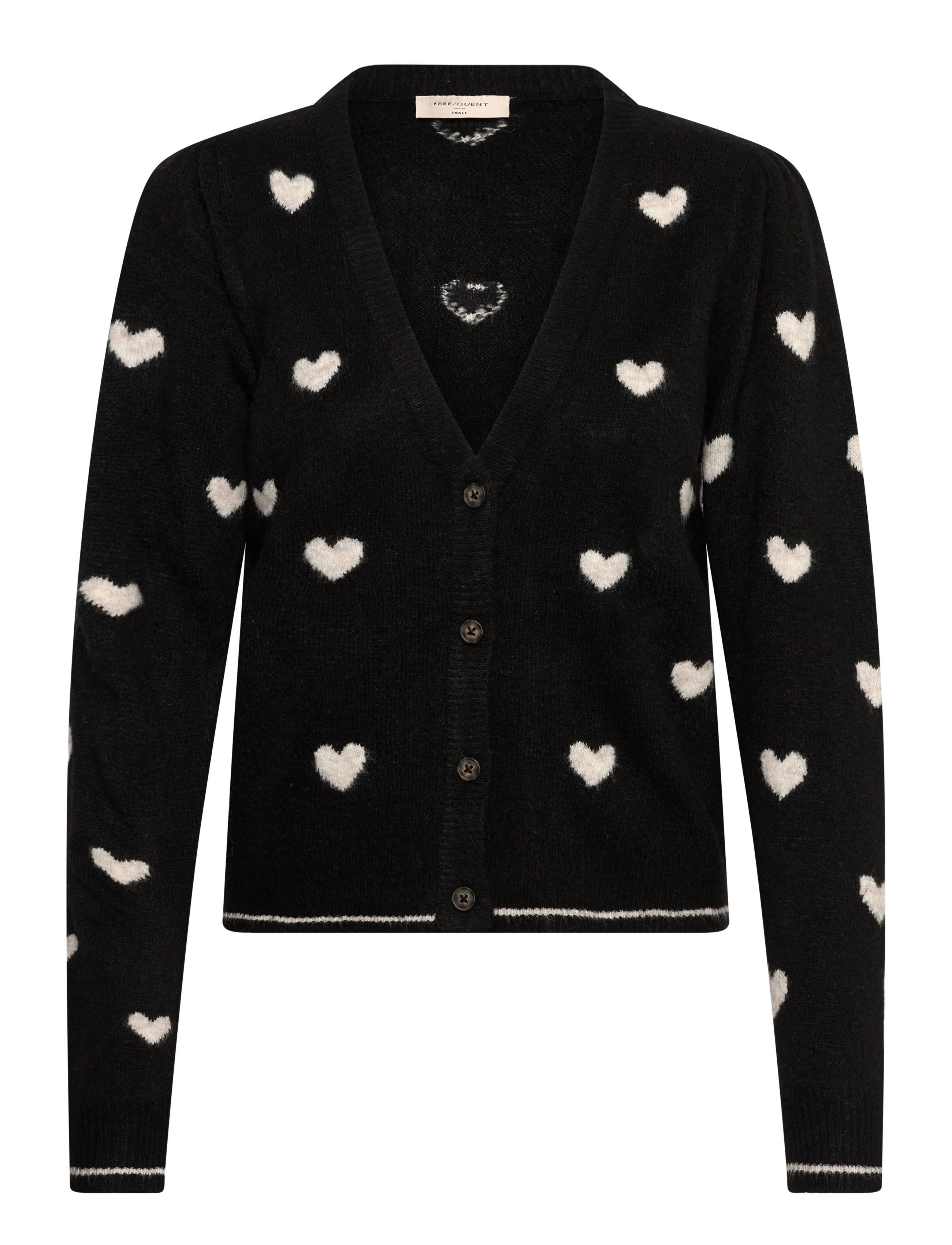 FREE/QUENT FQFAITH-CARDIGAN - Tøj - BLACK W. MOONBEAM MELANGE / black