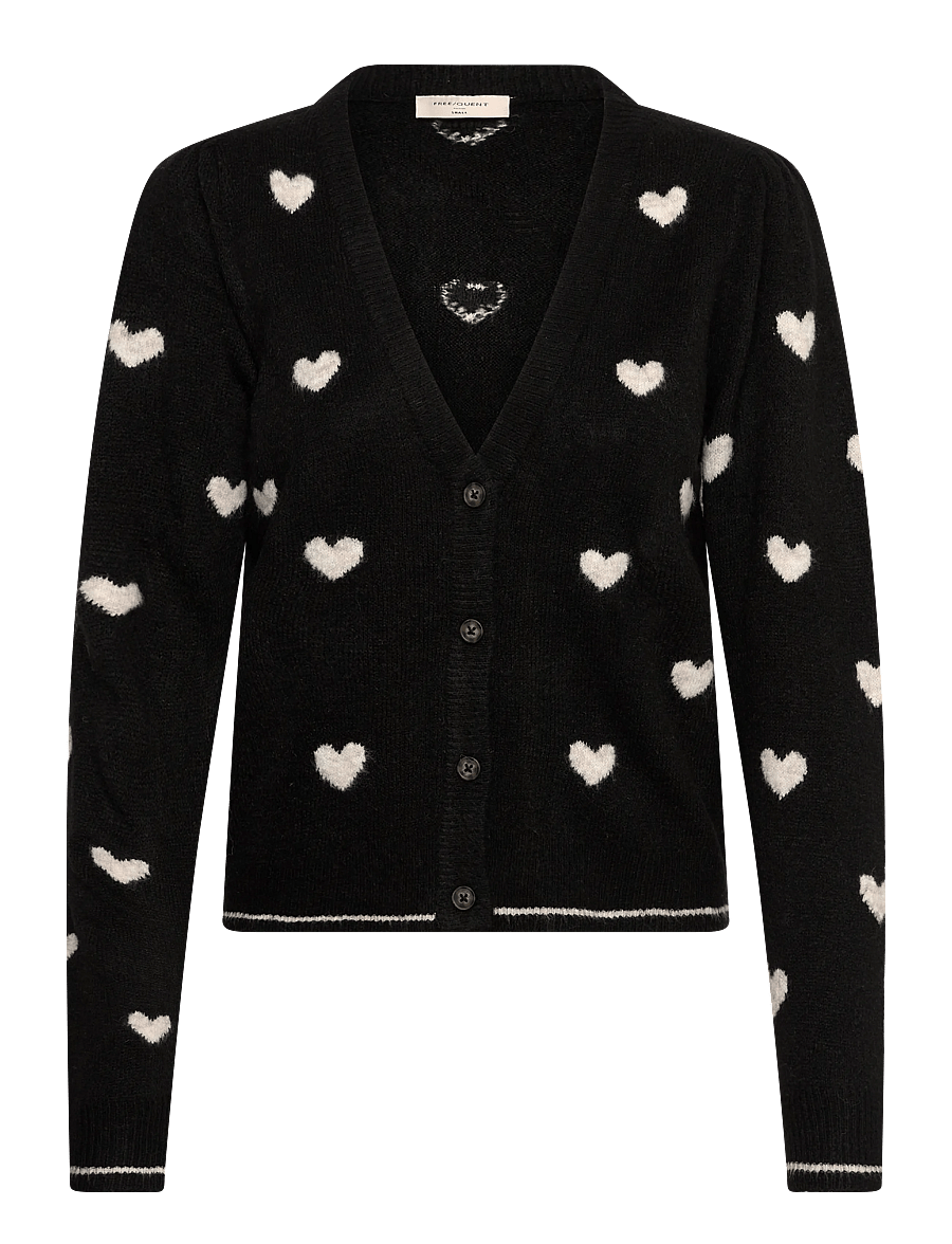 FREE/QUENT - FQFAITH-CARDIGAN - cardigans - black w. moonbeam melange - 0
