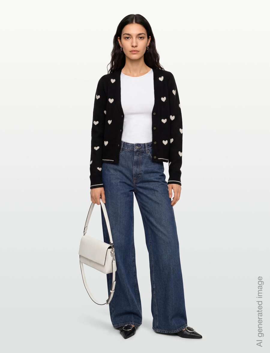 FREE/QUENT - FQFAITH-CARDIGAN - strickjacken - black w. moonbeam melange - 0