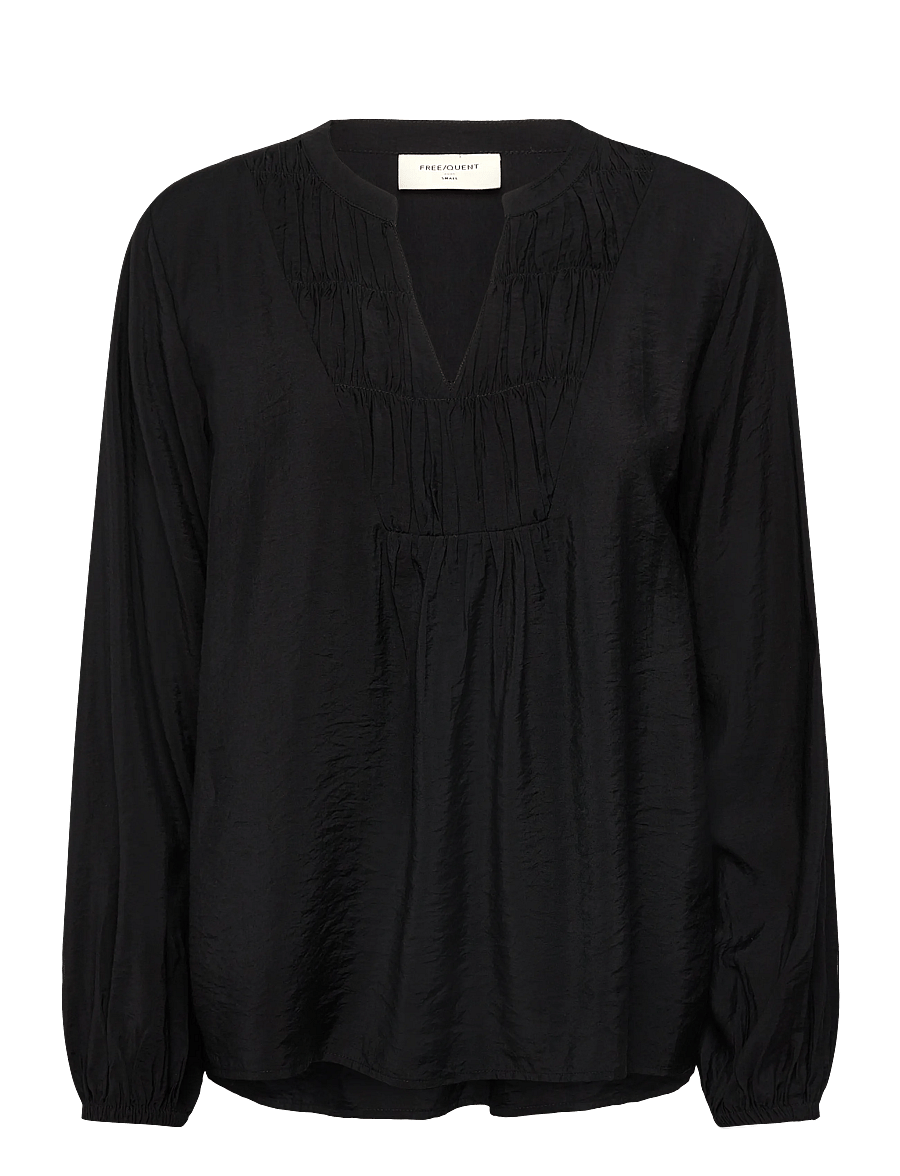 FREE/QUENT - Blouse - langärmelige blusen - black - 0