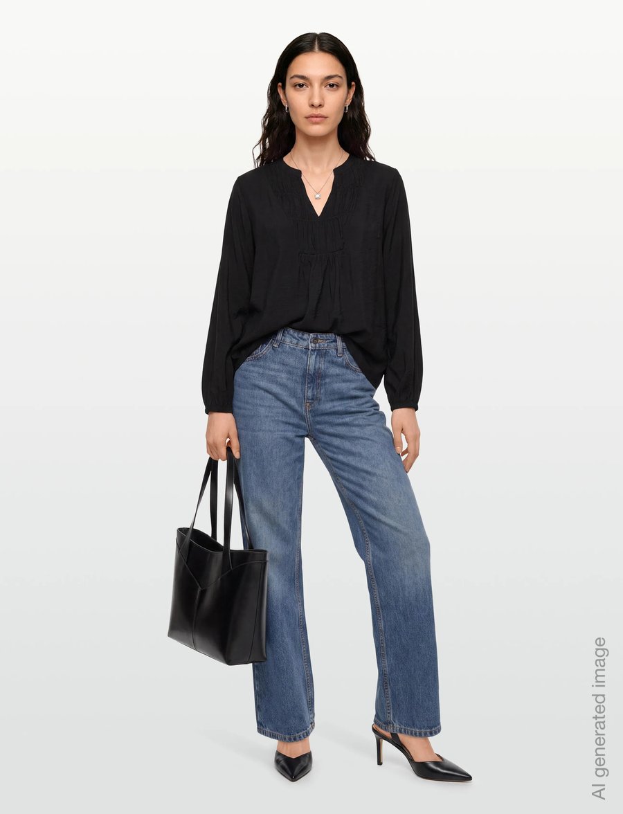 FREE/QUENT - Blouse - langärmelige blusen - black - 0