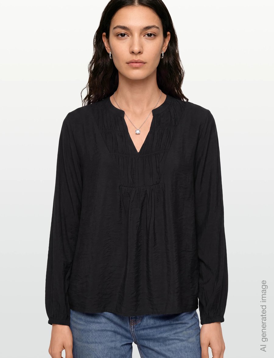 FREE/QUENT - Blouse - langärmelige blusen - black - 3