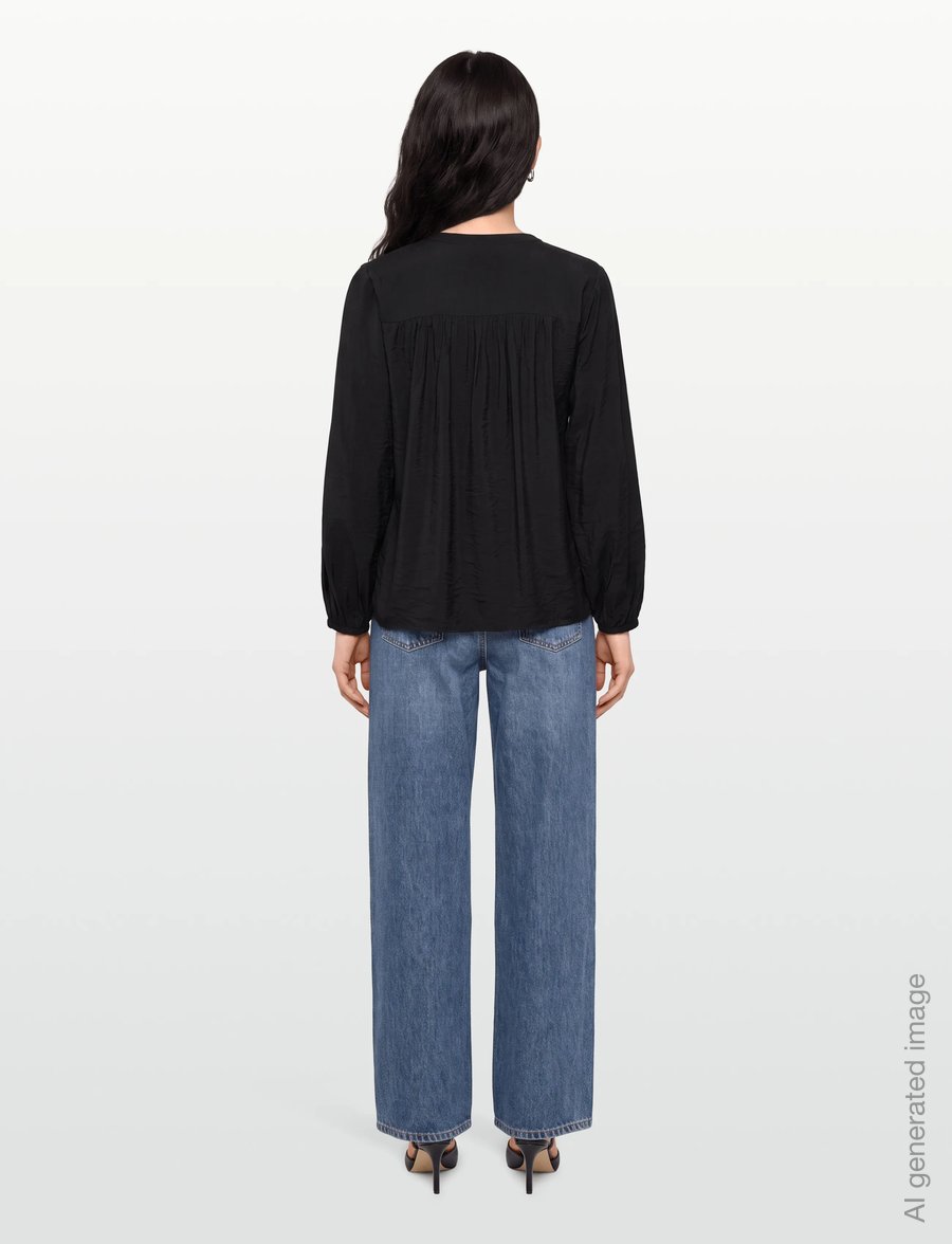 FREE/QUENT - Blouse - langärmelige blusen - black - 4