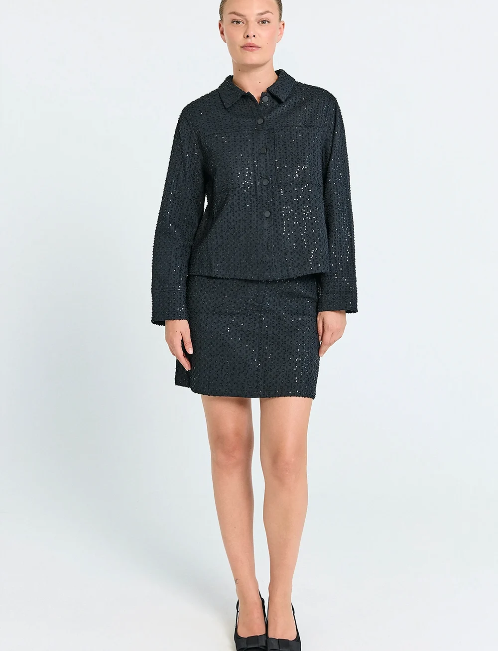 FREE/QUENT - FQSHOW-SKIRT - paljettkjolar - black - 0