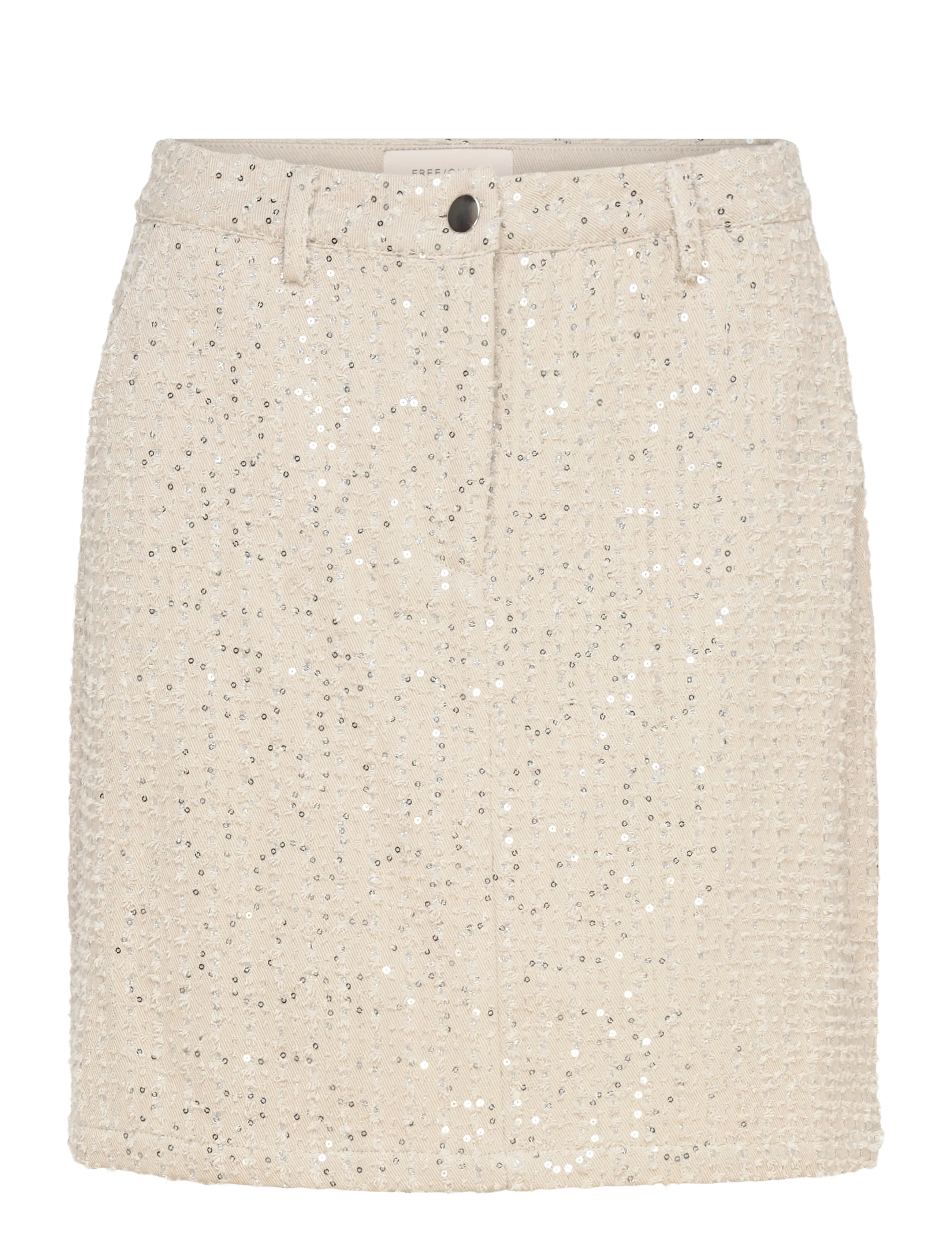 FREE/QUENT Pants Freequent, Kvinder, Paillet Miniskørt, Cream, Str: S