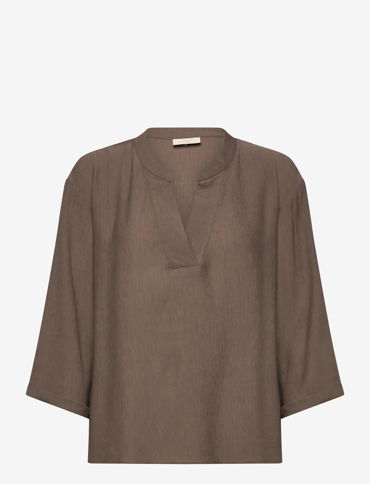 FREE/QUENT - Blouse from Freequent in a light material with a beautiful texture. The blouse h - langärmlige blusen - morel - 0