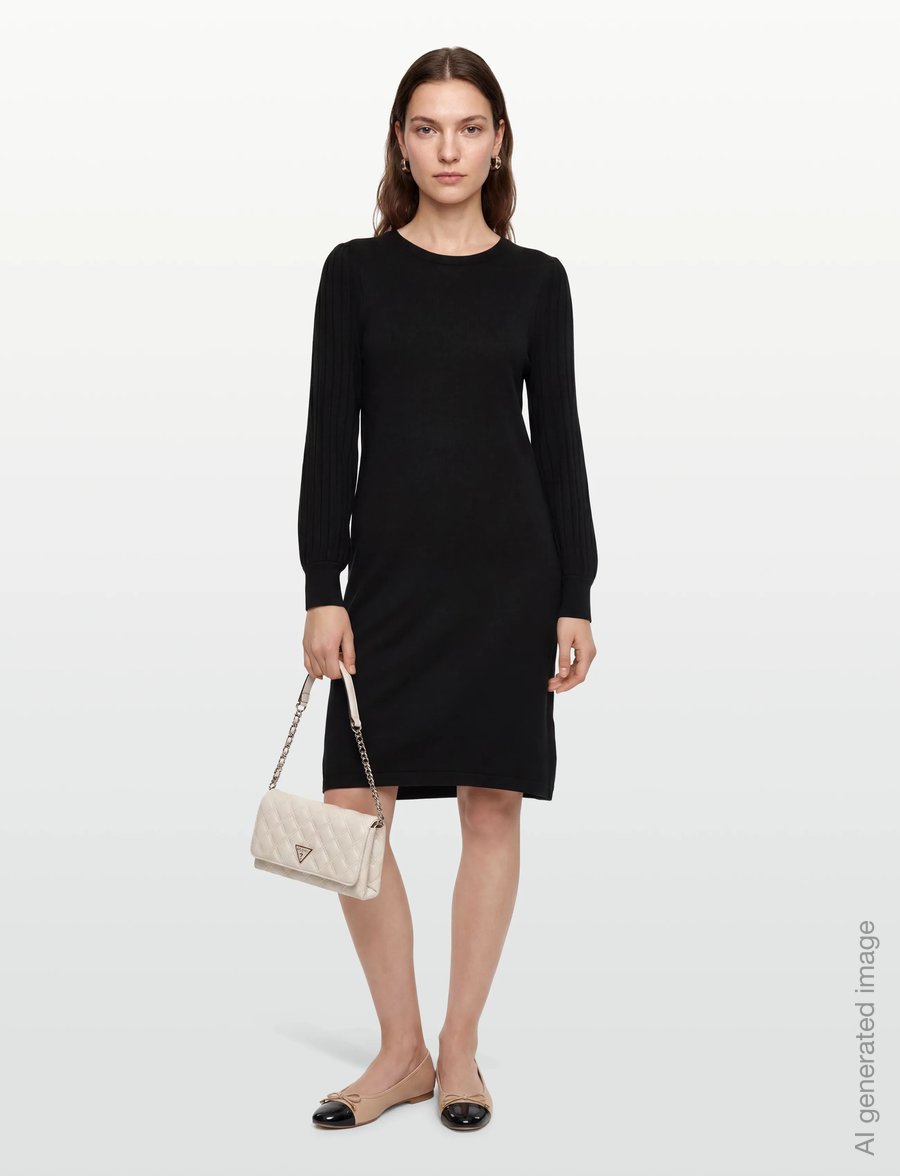FREE/QUENT - Dress from Freequent in a soft, fine-knit material. The dress has a simple silho - kootud kleidid - black - 1