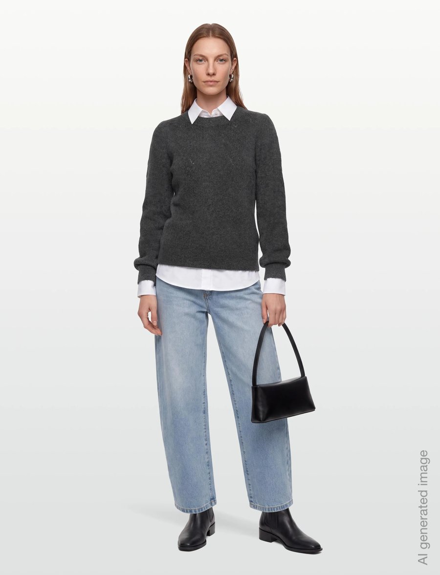 FREE/QUENT - FQGRSEVALIN-PULLOVER - jumpers - dark grey melange - 0