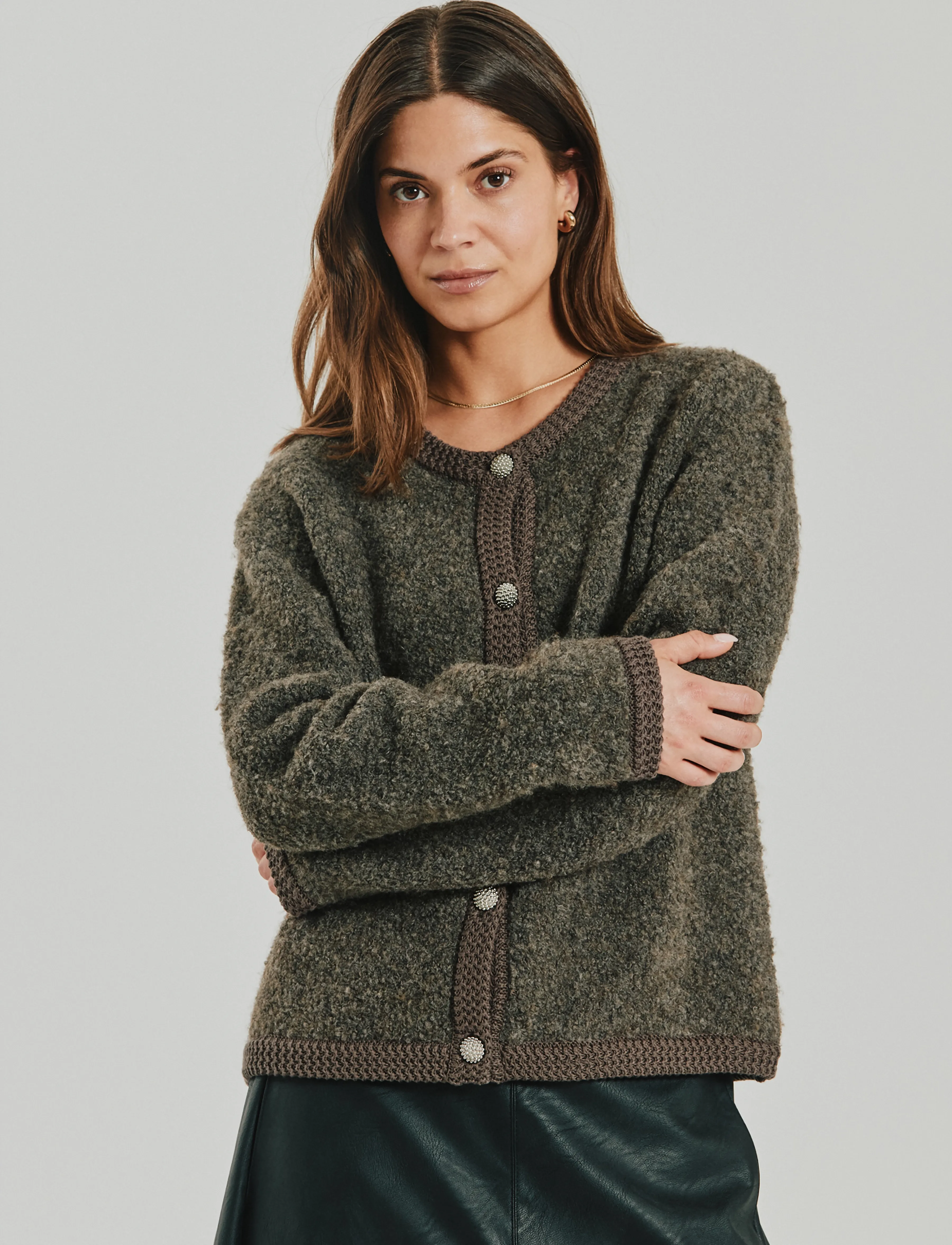 FREE/QUENT - FQGRSCHRISTA-CARDIGAN - cardigans - morel melange - 0