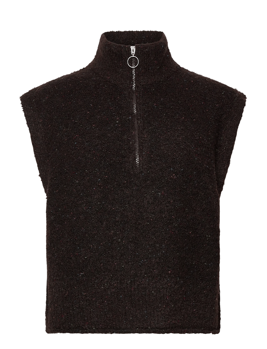 FREE/QUENT - FQGRSNEMES-WAISTCOAT - kootud vestid - coffee bean melange - 0