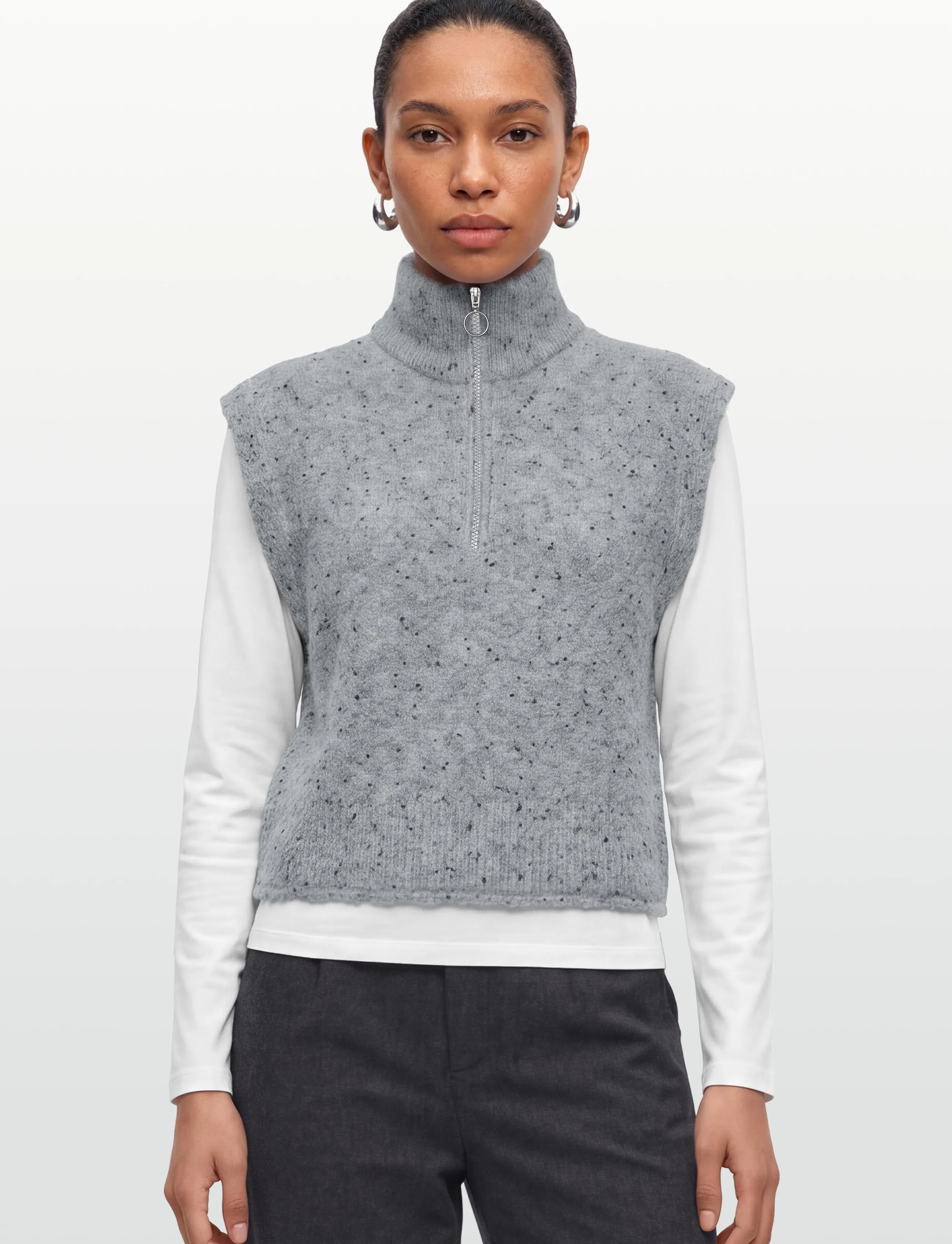 FREE/QUENT - FQGRSNEMES-WAISTCOAT - laveste priser - med. grey melange - 3
