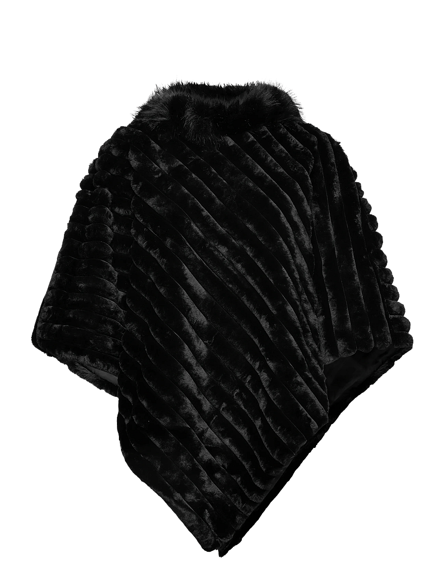 FREE/QUENT - Cape from Freequent - faux fur - black w. black - 1