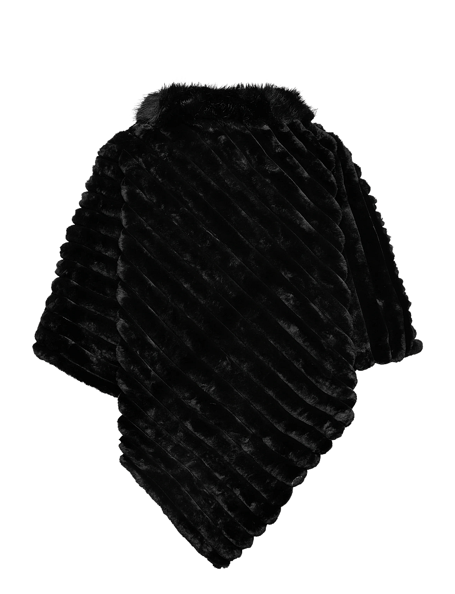 FREE/QUENT - Cape from Freequent - faux fur - black w. black - 2