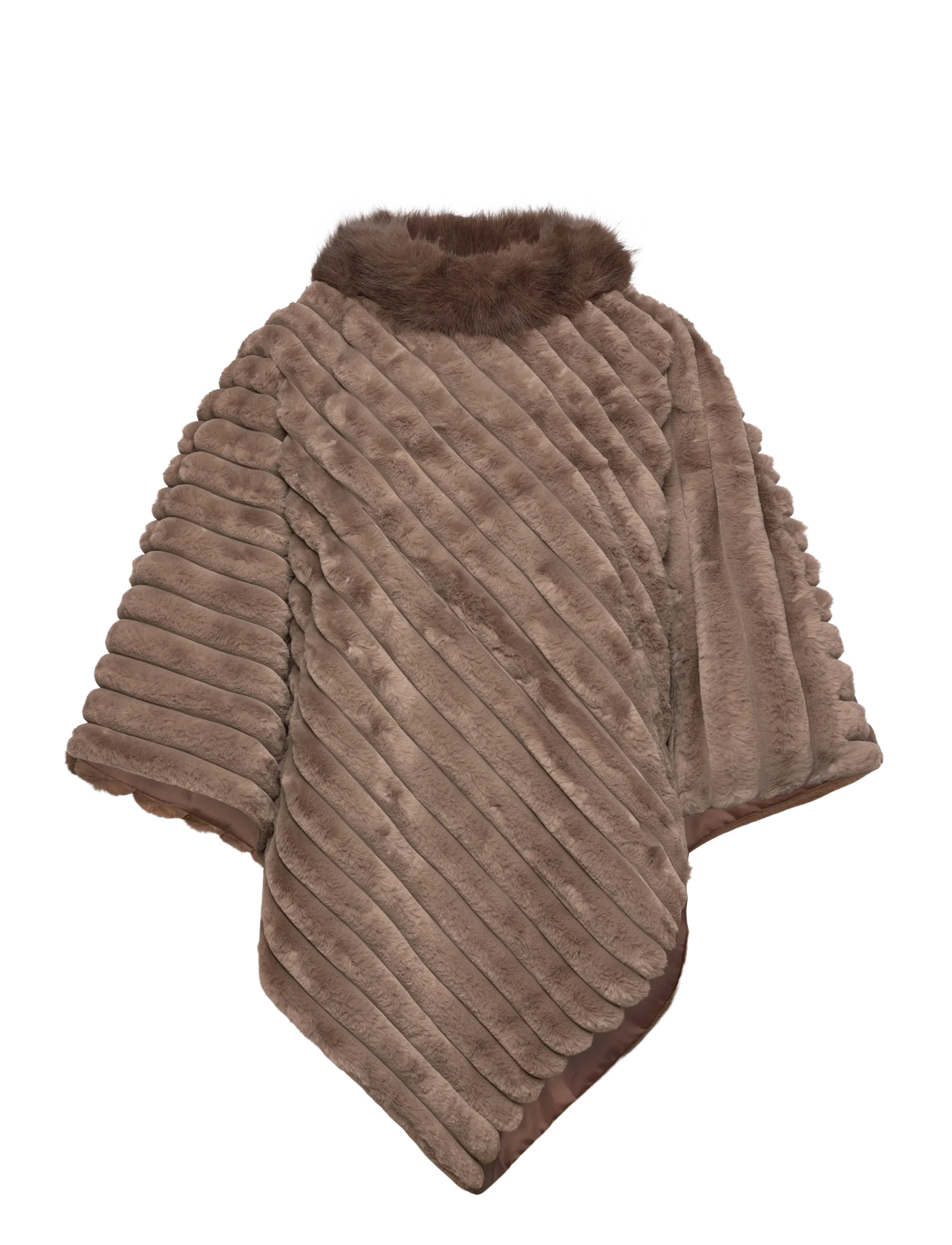FREE/QUENT FQKOKAN-CAPE - Faux Fur - DESERT TAUPE W. MOREL / brown