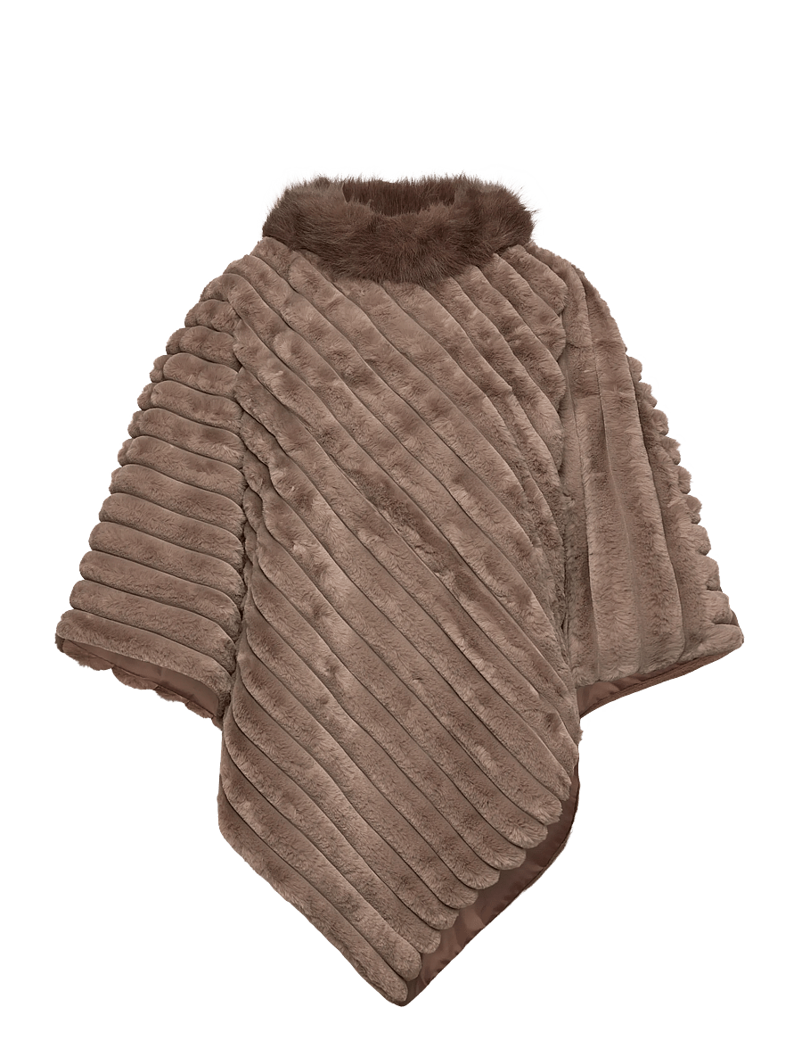 FREE/QUENT - Cape from Freequent - faux fur - desert taupe w. morel - 1