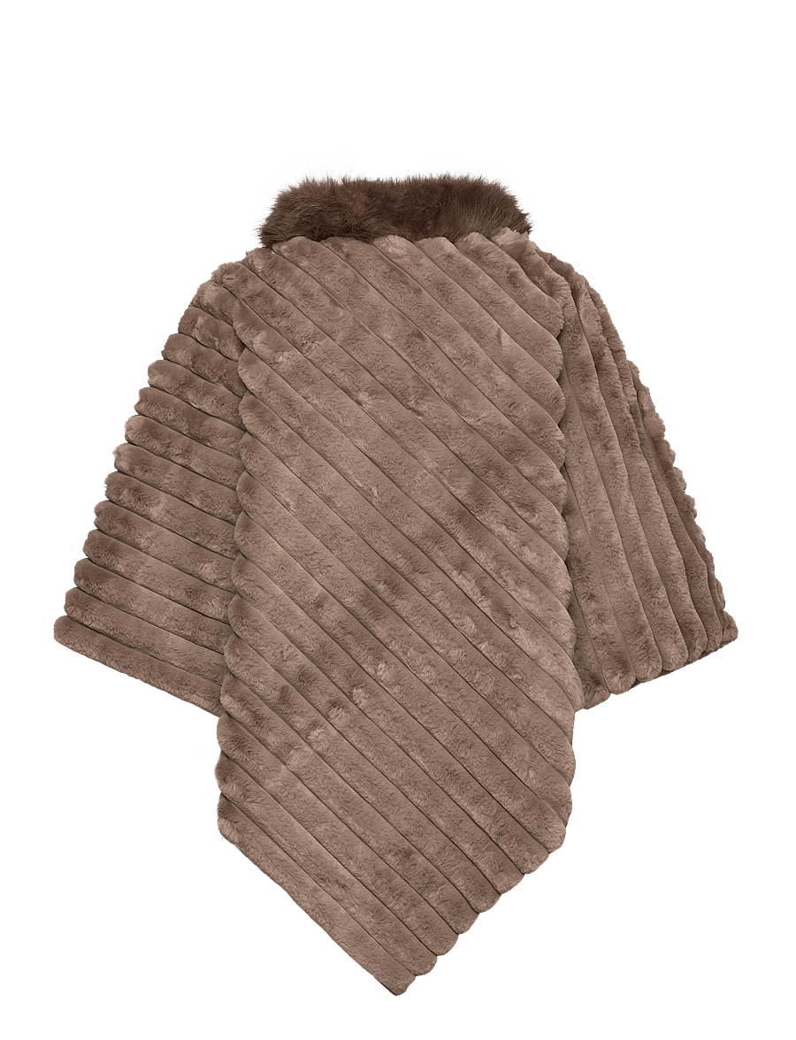 FREE/QUENT - Cape from Freequent - faux fur - desert taupe w. morel - 2