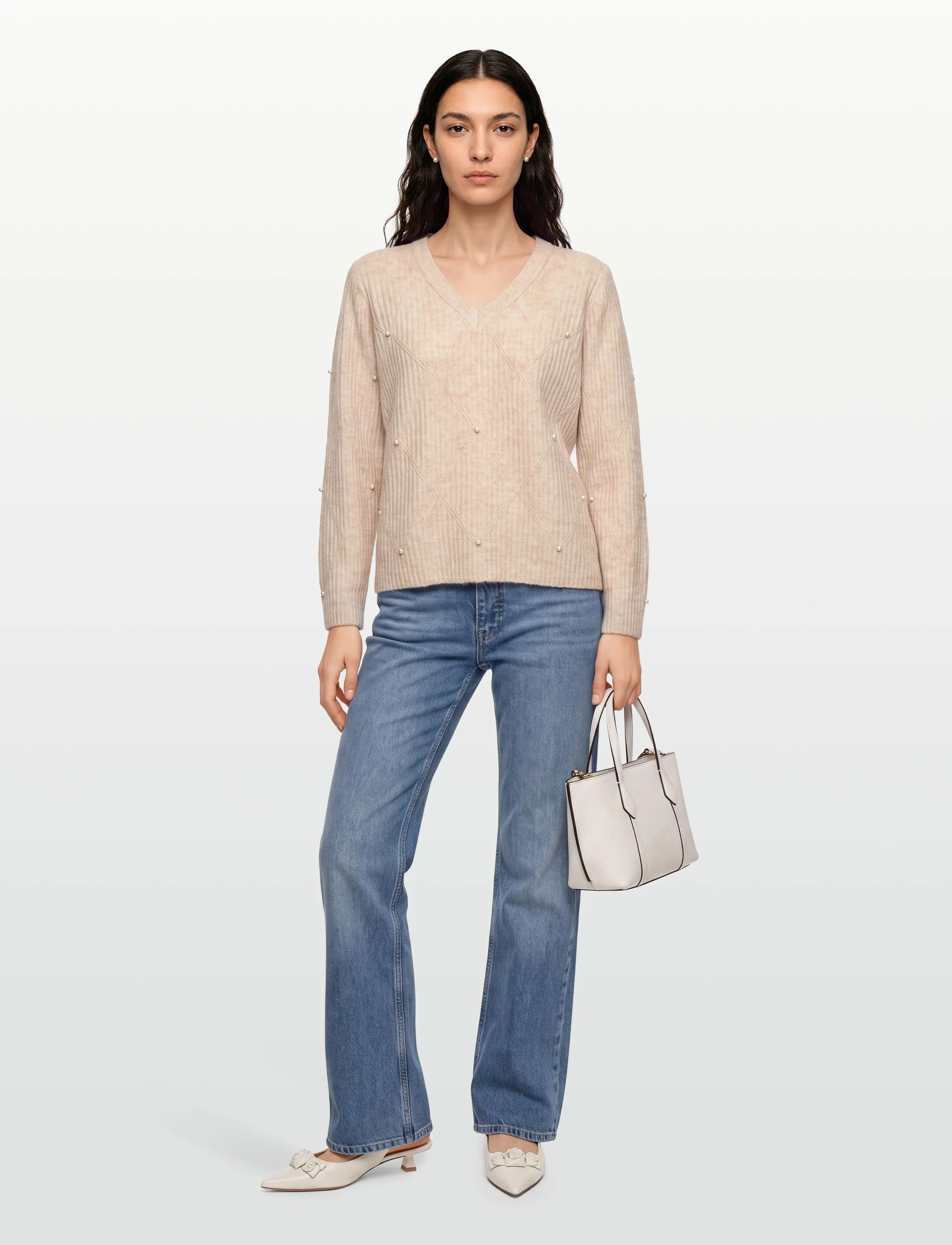 FREE/QUENT - FQPEARLY-PULLOVER - striktrøjer - moonbeam melange - 0