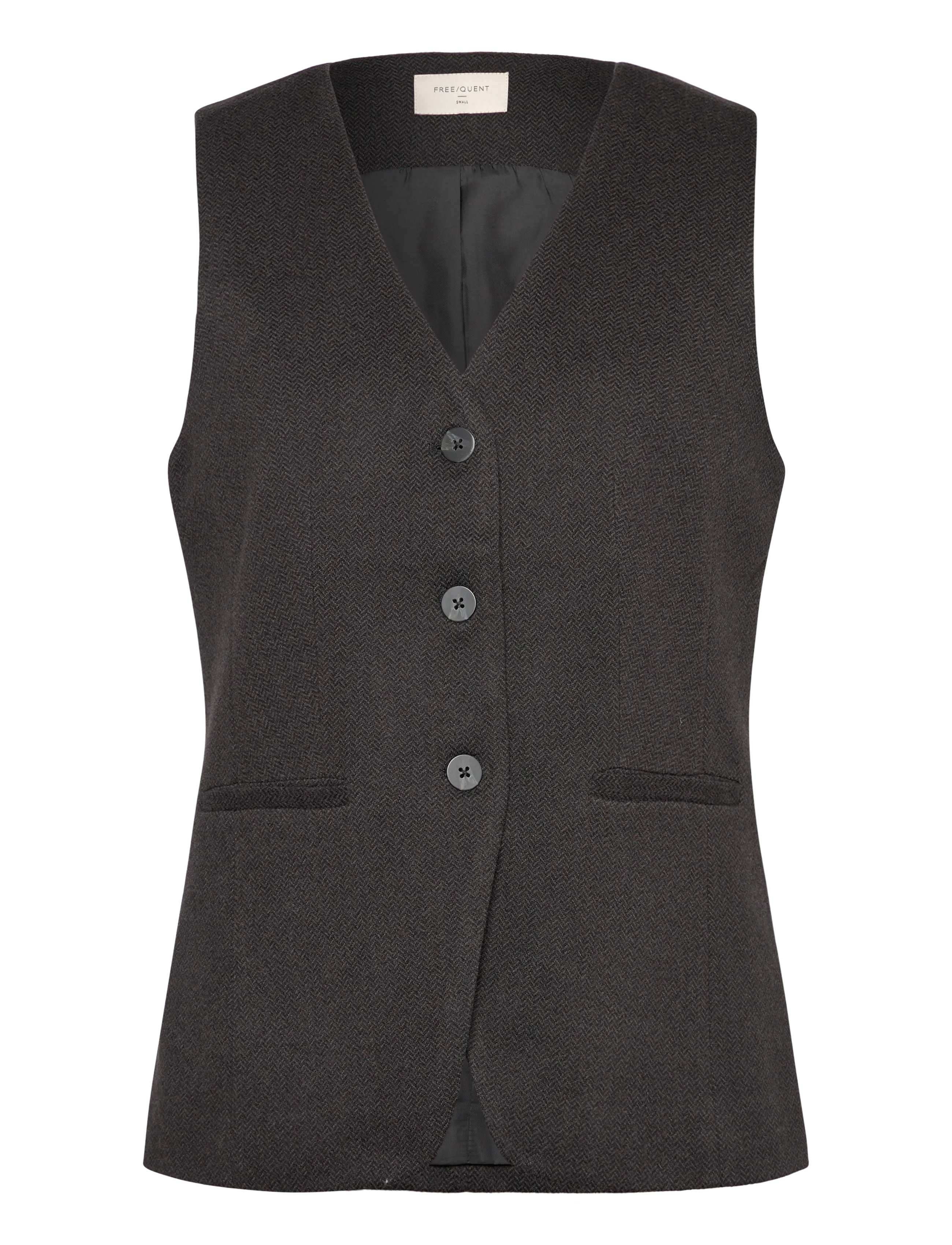 FREE/QUENT FQSILLEN-WAISTCOAT - Westen - BLACK W. MAGNET / brown