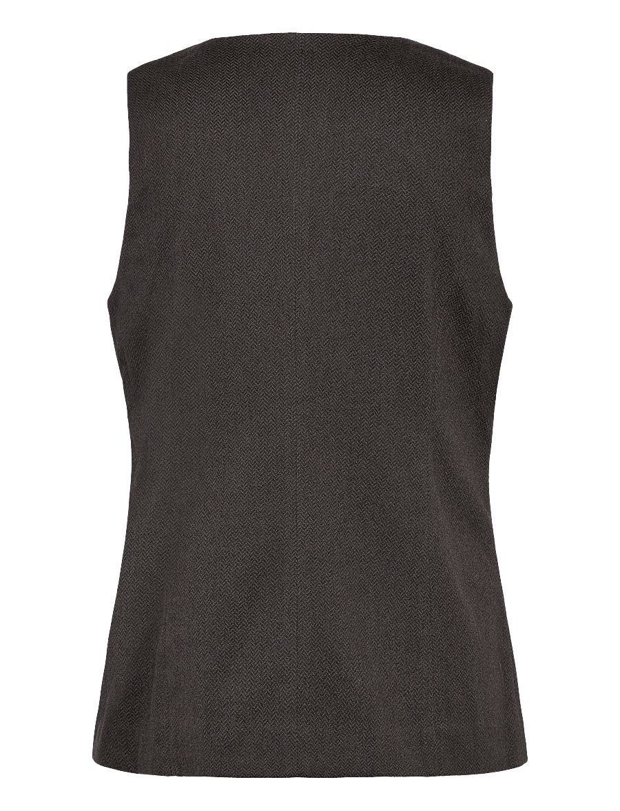 FREE/QUENT - Waistcoat from Freequent in a soft material with herringbone pattern and lining. - waistcoats - black w. magnet - 2