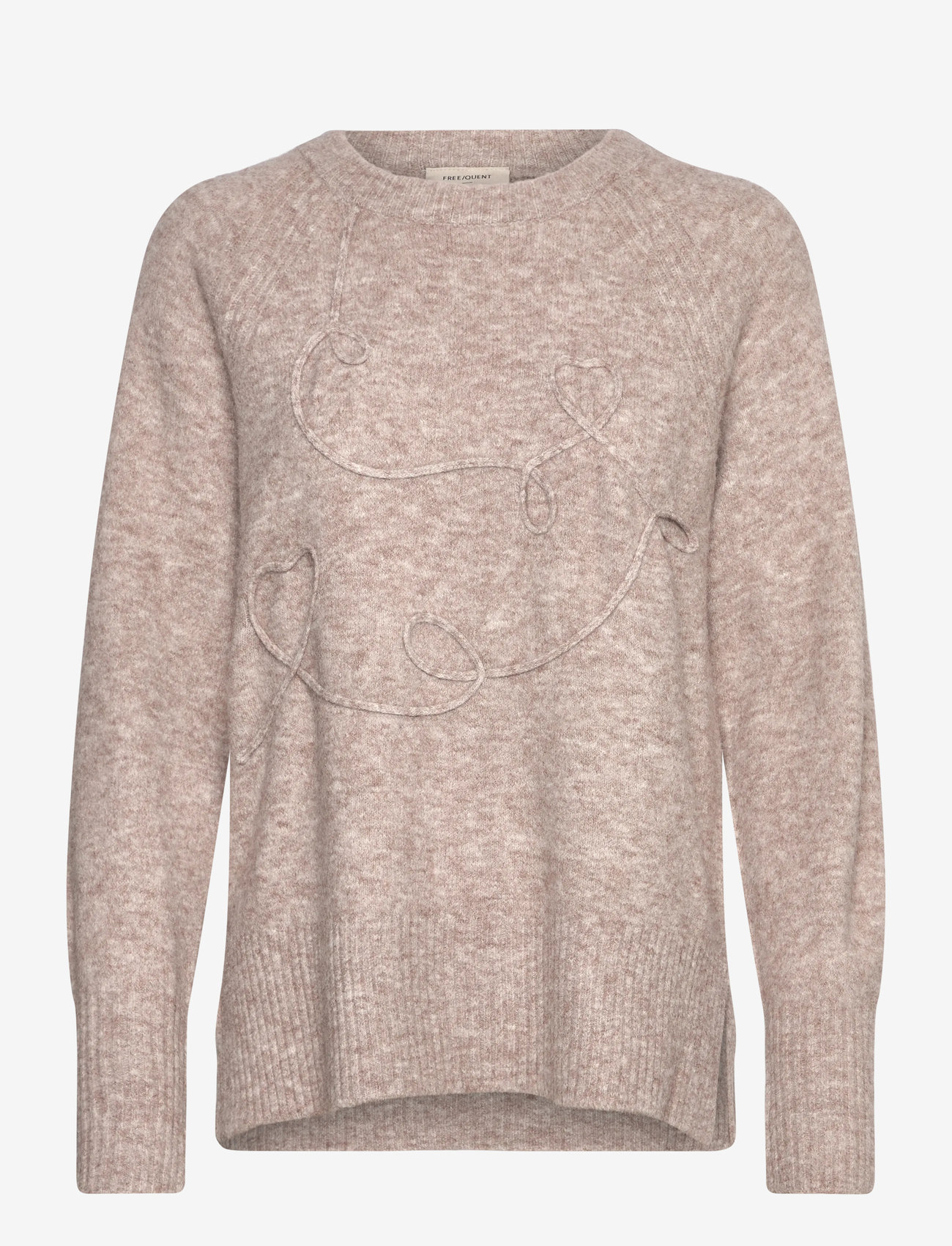 FREE/QUENT - FQGRSEVALIN-PULLOVER - stickade tröjor - desert taupe melange - 0