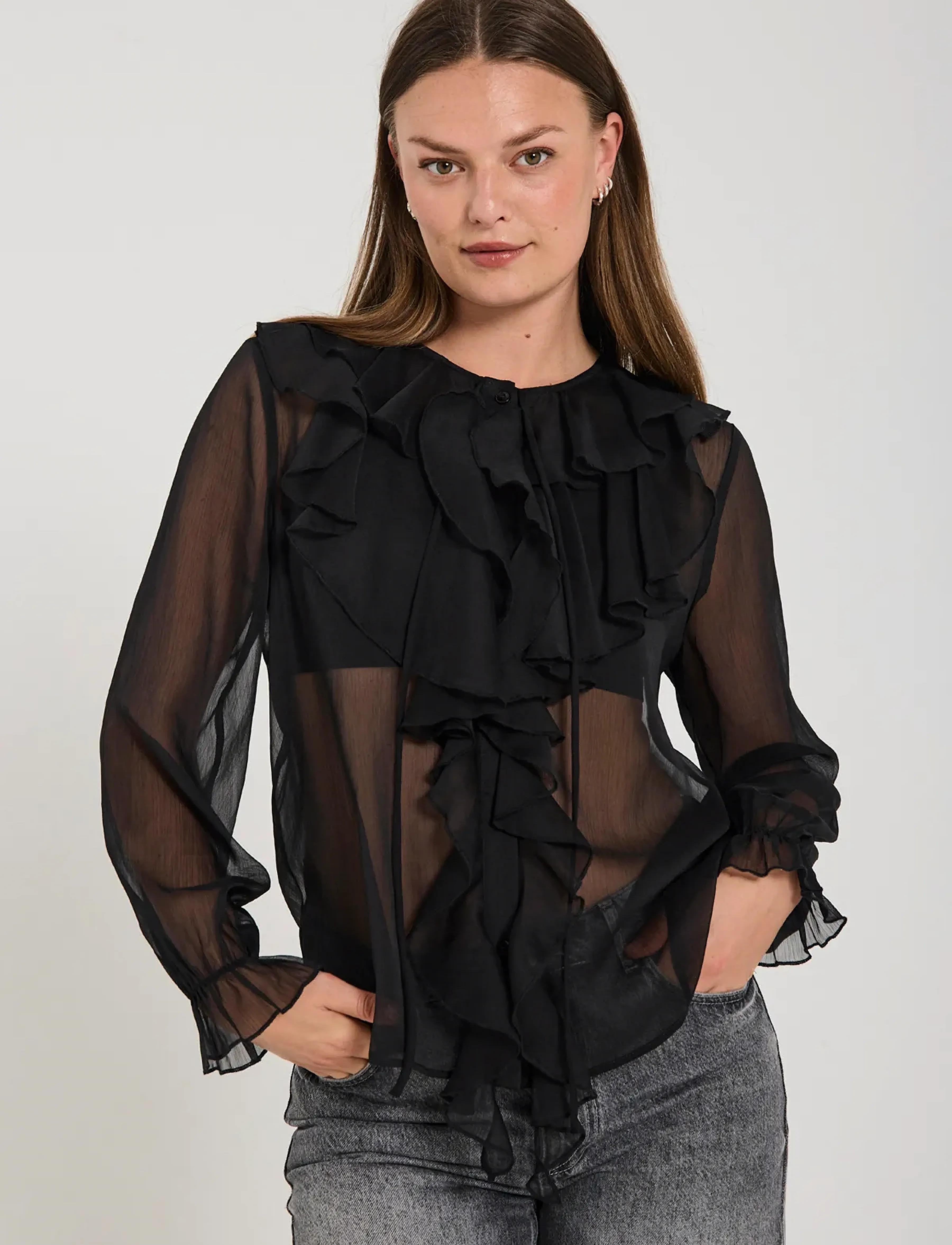 FREE/QUENT Fqditte-Blouse, XXL, Blouses, Schwarz - Long-sleeved, Frauen