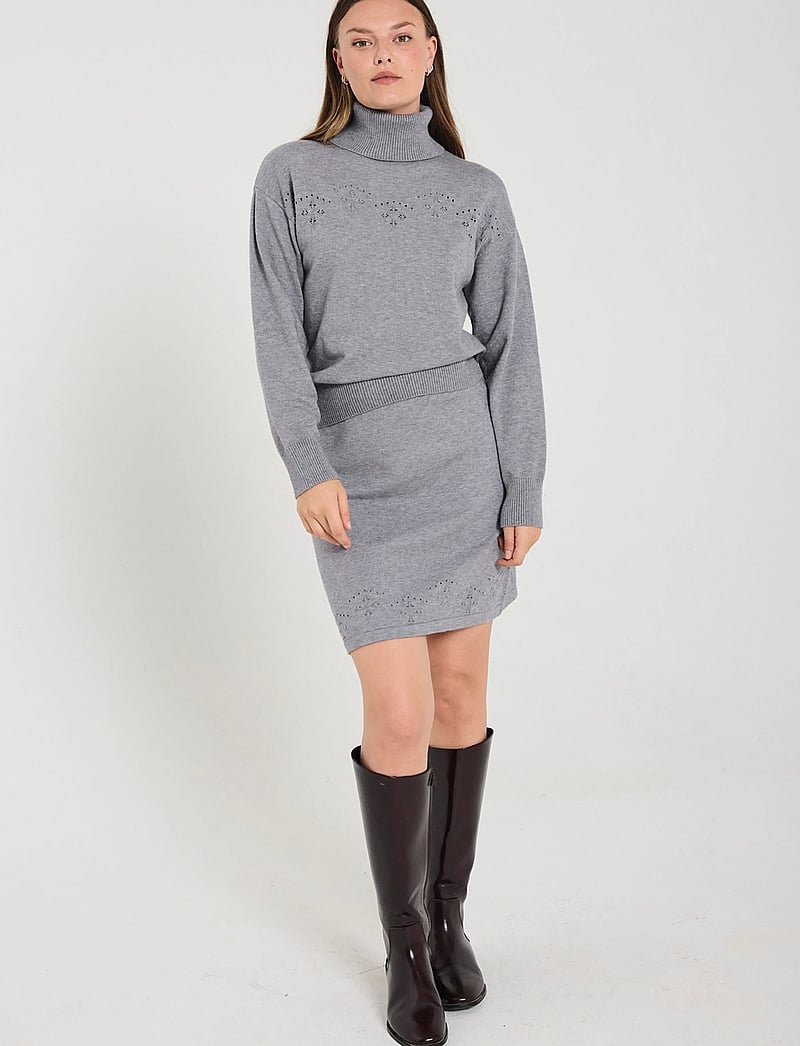 FREE/QUENT - FQCLAURA-PULLOVER - stickade tröjor - medium grey mlg. - 0